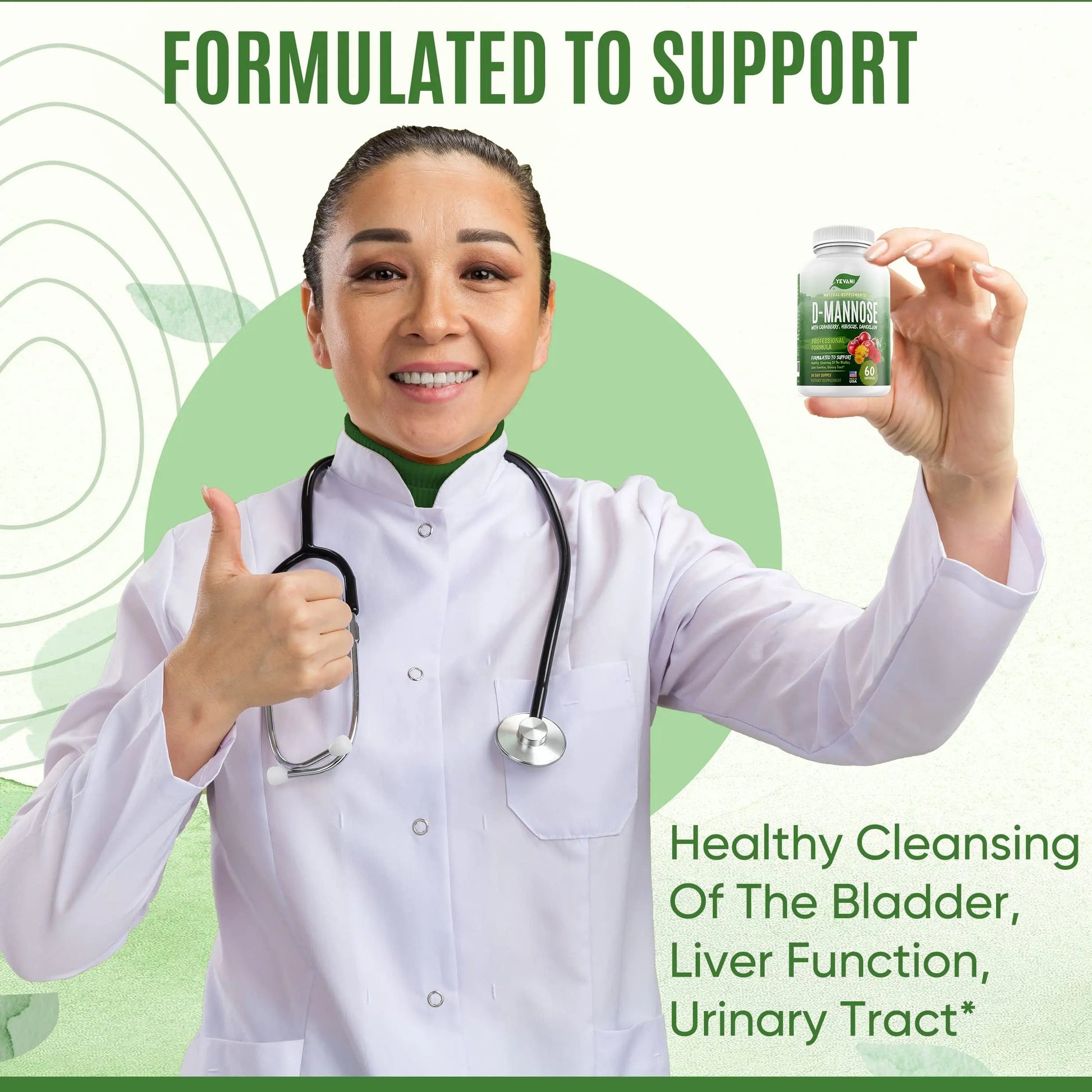 YEVANI 100% Pure D-Mannose Capsules 1000 mg with Cranberry, Hibiscus, and Dandelion Extract, Fast Acting Professional UTI Prevention Formula for Urinary Tract Health and Bladder Support YEVANI buy supplements canada