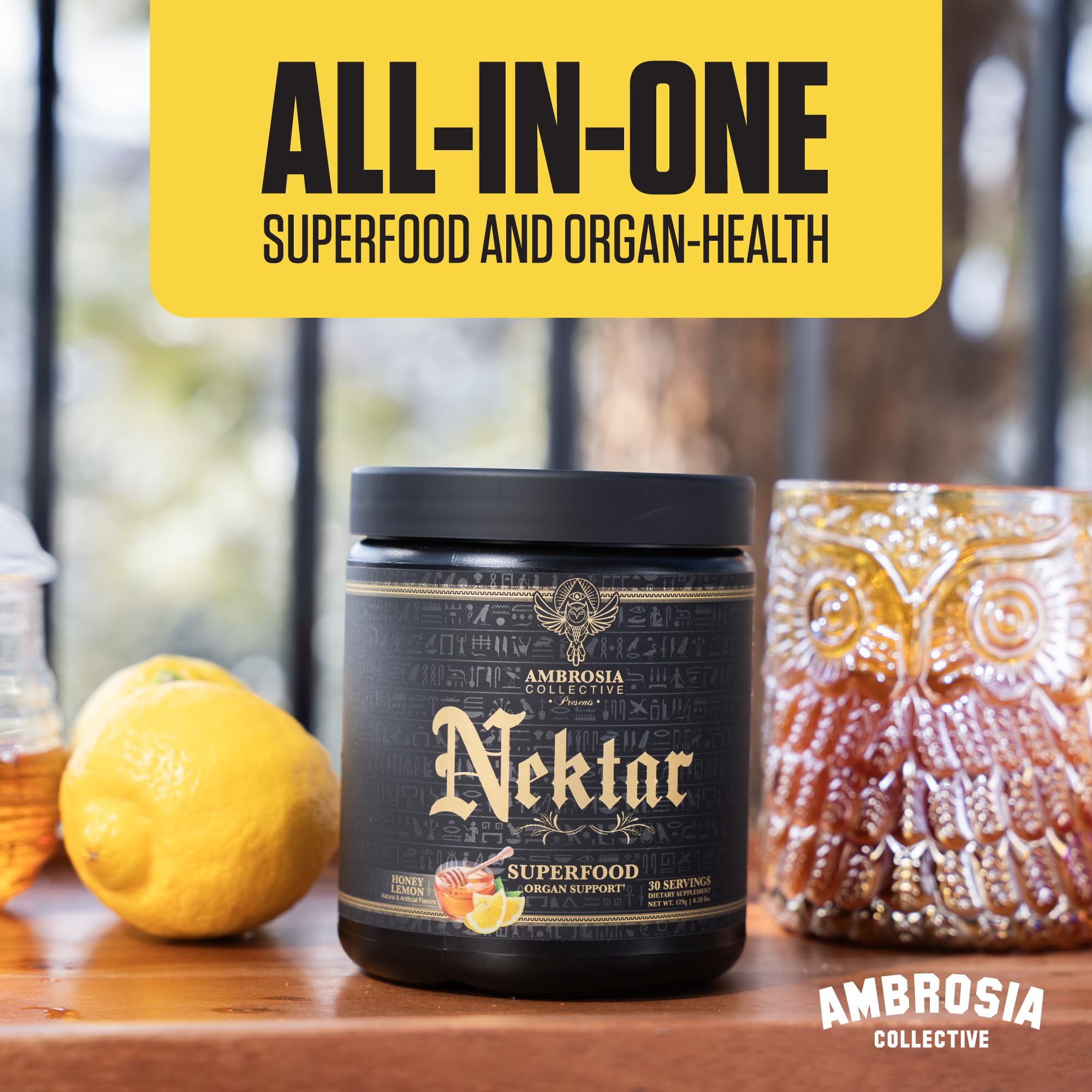 Ambrosia Superfood Organ & Cycle Support Powder | Liver & Kidney Support with Milk Thistle, Red Yeast Rice & CoQ10 | 13 Superfood Ingredients | 30 Servings | Honey Lemon Ambrosia buy supplements canada