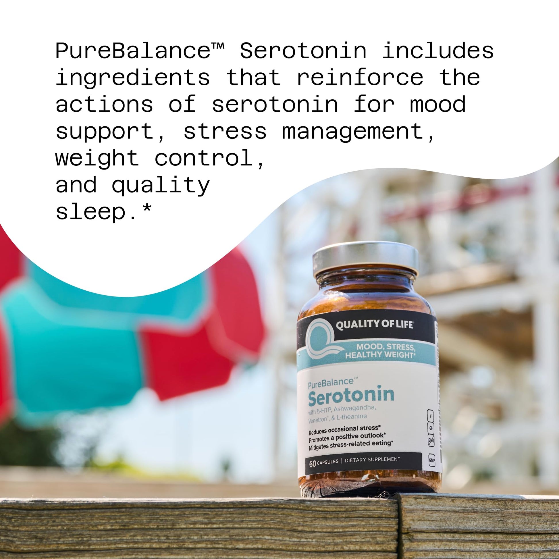 Quality of Life Pure Balance Serotonin Premium–Helps Boost Serotonin & Cortisol Levels - Includes 5-HTP, Venetron, Sensoril, Vitamin D3 & L-Theanine–60 Capsules Quality of Life buy supplements canada