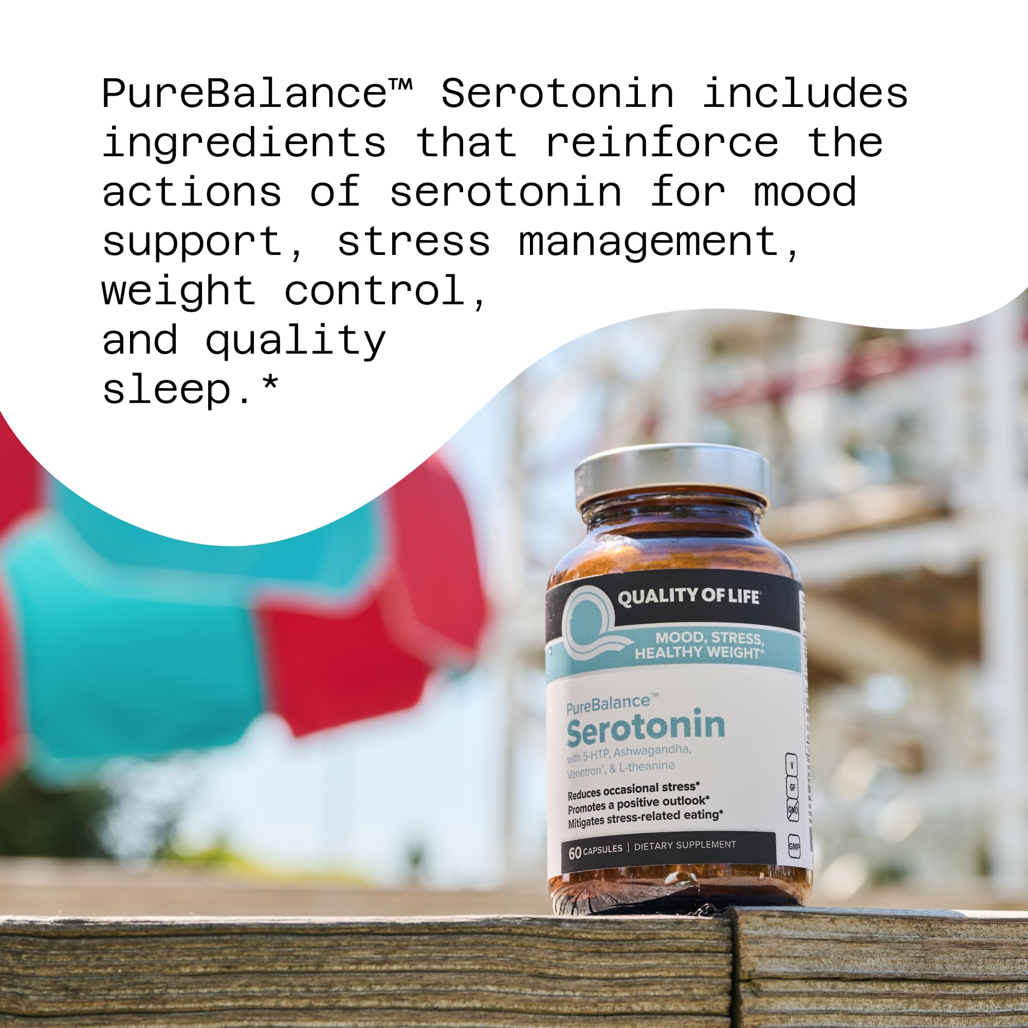 Quality of Life Pure Balance Serotonin Premium–Helps Boost Serotonin & Cortisol Levels - Includes 5-HTP, Venetron, Sensoril, Vitamin D3 & L-Theanine–60 Capsules Quality of Life buy supplements canada