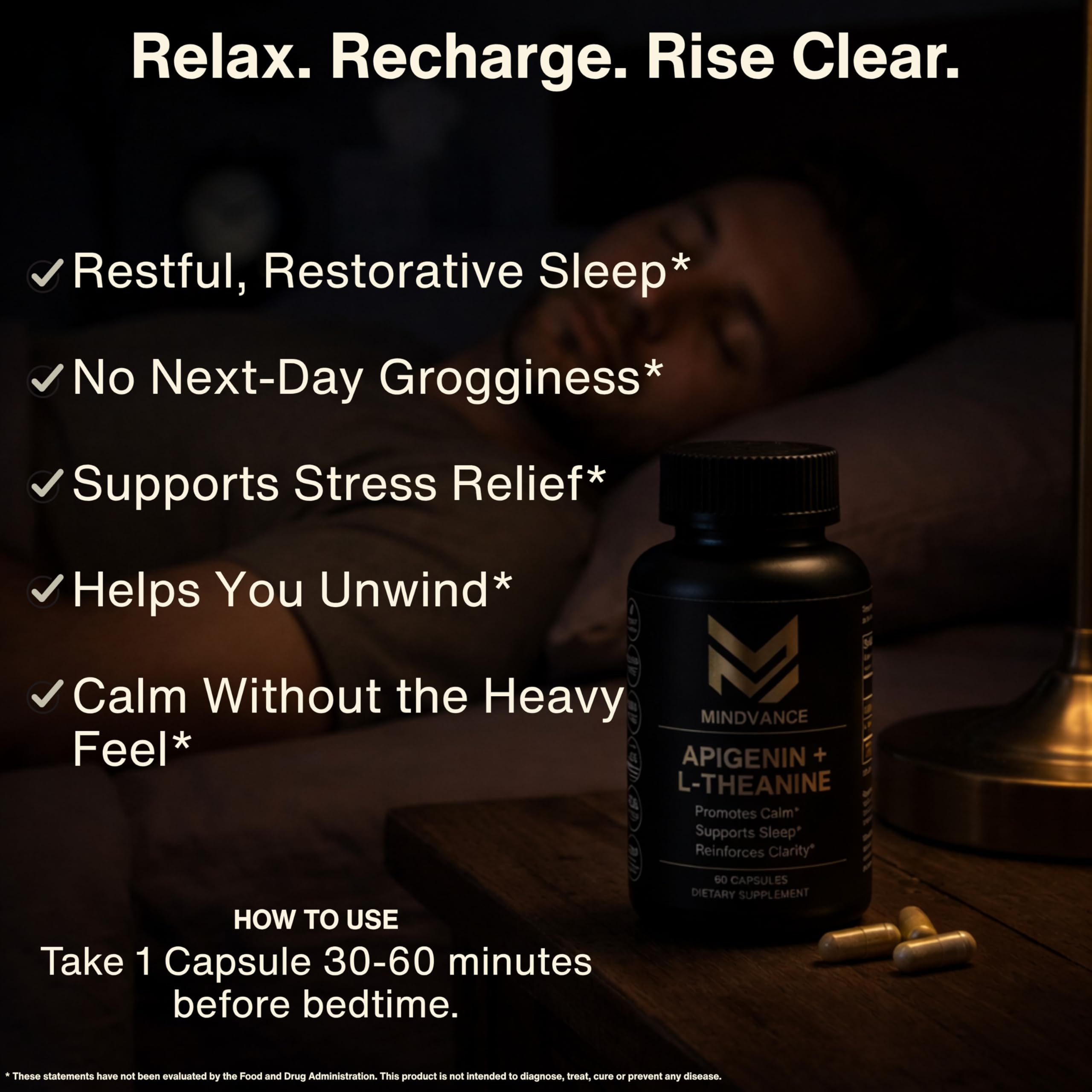 Mindvance Apigenin 100mg with L-Theanine 200mg Supplement Capsules for Sleep Support, Relaxation, Clarity & Calm | Melatonin Free | 60 Vegan Capsules Mindvance buy supplements canada