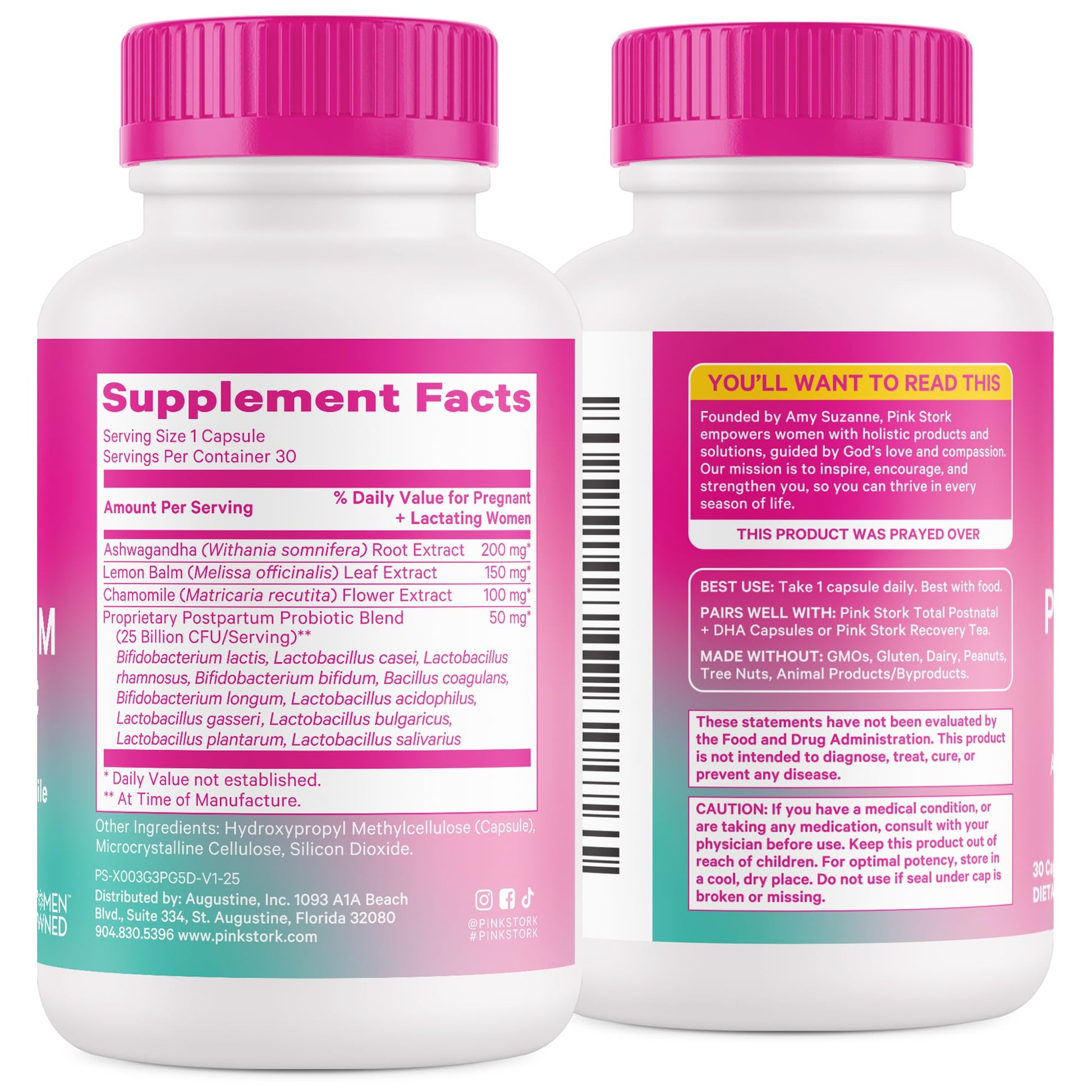 Pink Stork Probiotics for Postnatal Women - 30 Billion CFUS with Ashwagandha and Chamomile, Postpartum Essentials for Hormone Balance, Mood Support, Gut Health, Digestive Wellness, 30 Capsules Pink Stork buy supplements canada