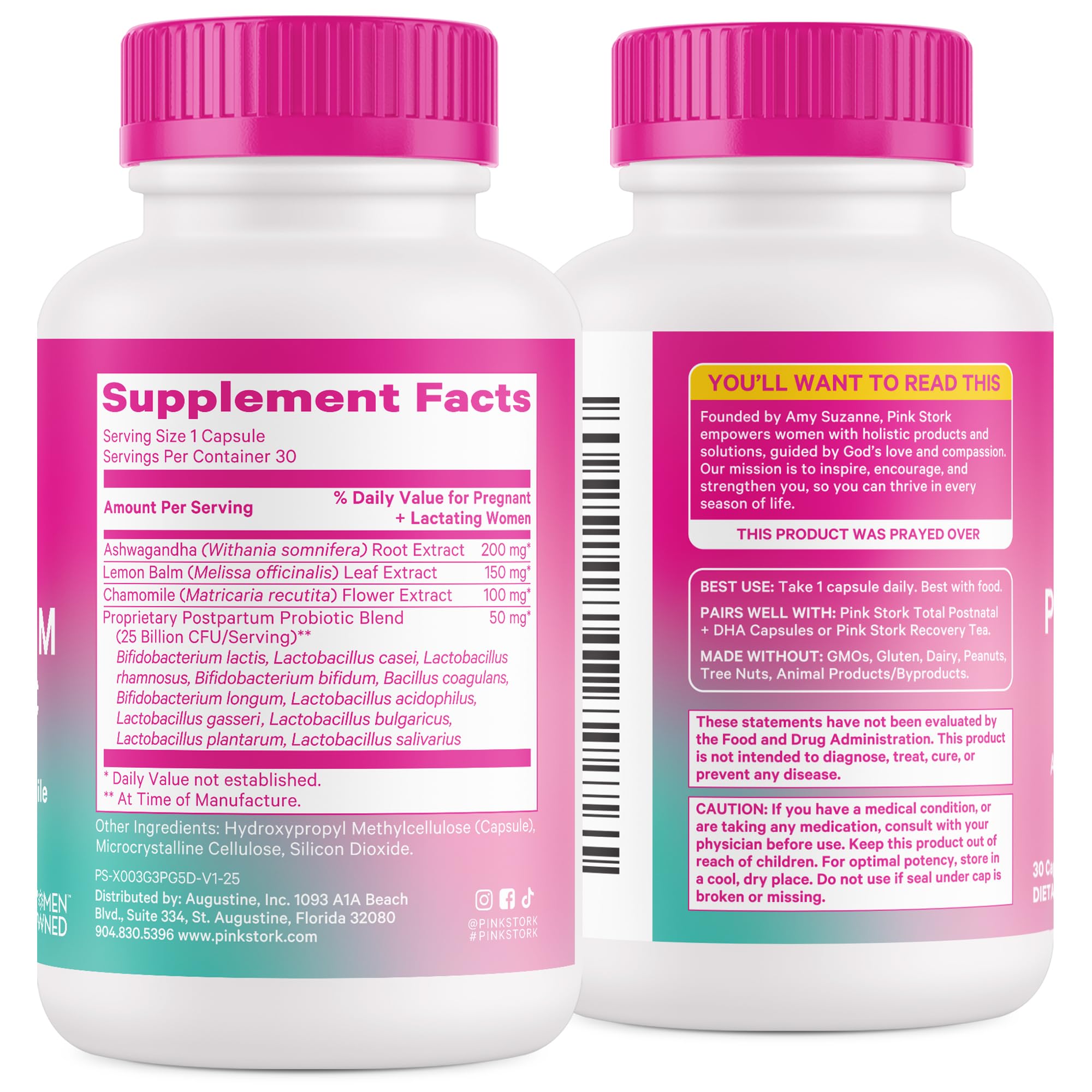 Pink Stork Probiotics for Postnatal Women - 30 Billion CFUS with Ashwagandha and Chamomile, Postpartum Essentials for Hormone Balance, Mood Support, Gut Health, Digestive Wellness, 30 Capsules Pink Stork buy supplements canada