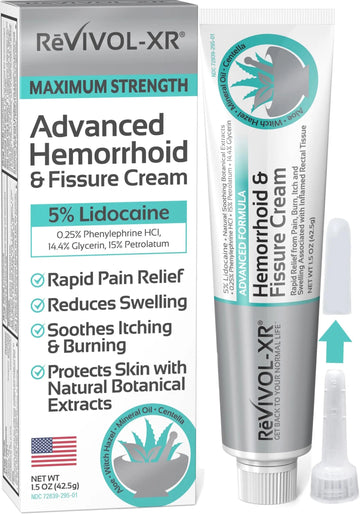 REVIVOL-XR Advanced Hemorrhoid Treatment. 5% Lidocaine + Shrinks + Protects Skin + Aloe + Witch Hazel + Botanicals, External & Internal Use. Most Complete OTC Ointment + Fissure Cream. Made in USA. REVIVOL-XR buy supplements canada