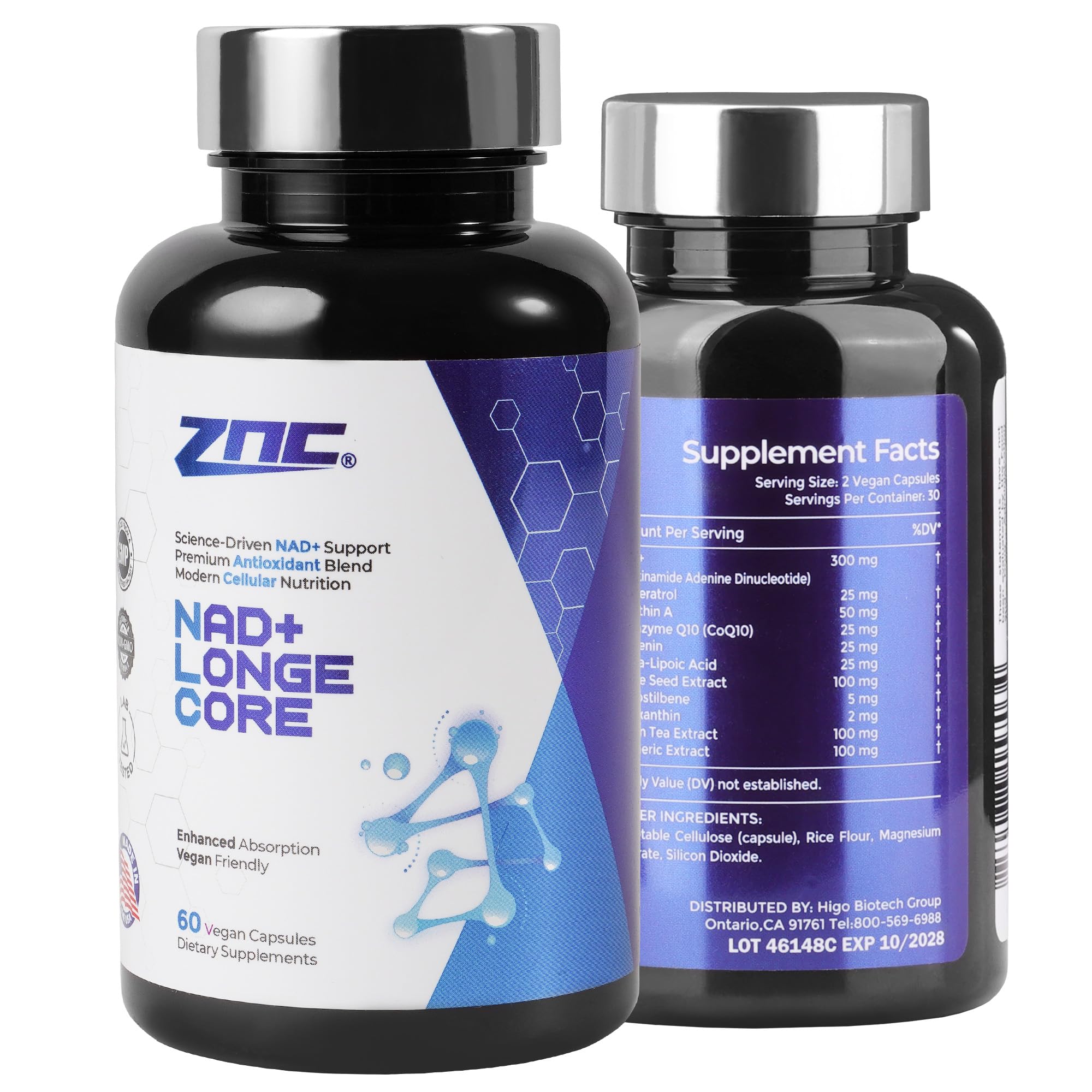 ZNC®10-in-1 NAD+ Supplement with Liposomal NAD, Urolithin A & Resveratrol for Energy & Cellular Repair - 60 Vegan Capsules ZNC buy supplements canada