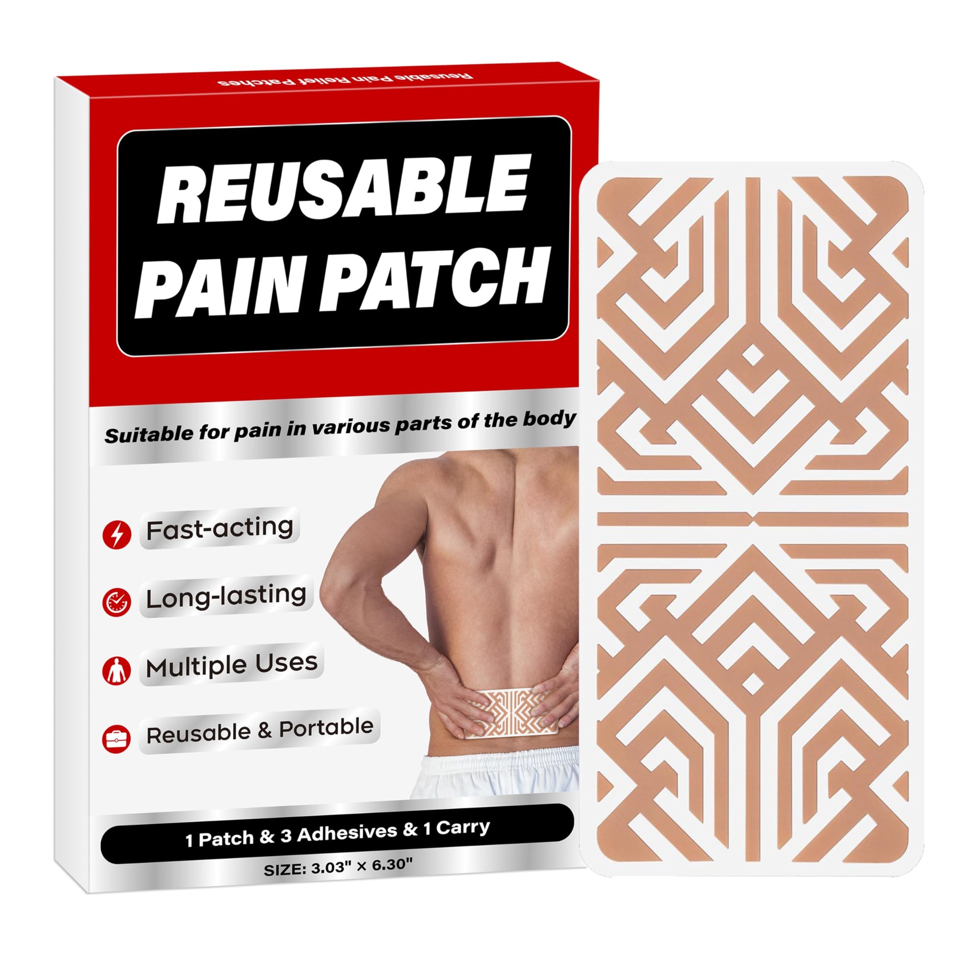 XAYIUIYAX Menthol Pain Patches, Cooling Pain Relief for Sore Muscle Relief - Includes 3 Adhesives, 1 Patch & 1 Carry Case - Relief Back, Shoulder & More - 3.03" × 6.30" - 0327 XAYIUIYAX buy supplements canada