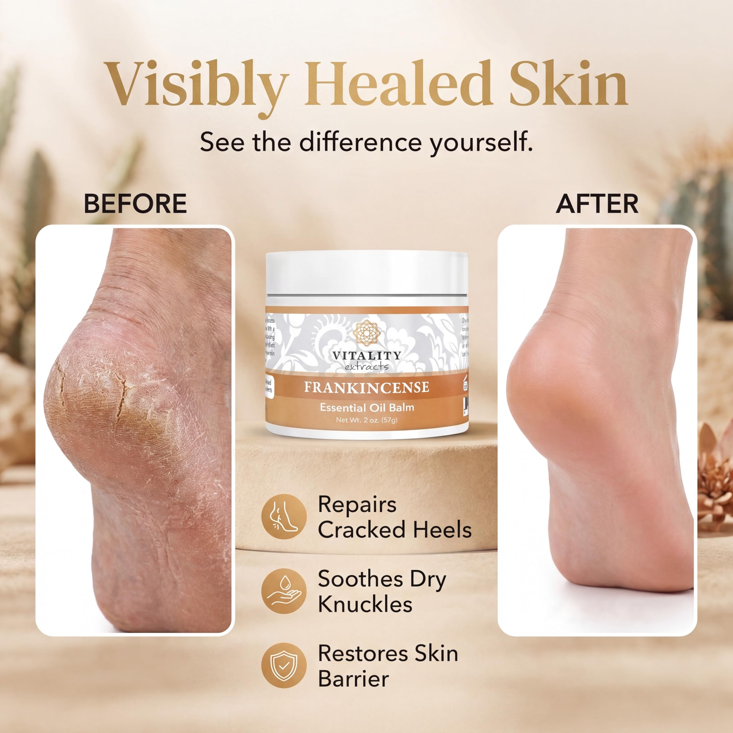 Vitality Extracts Frankincense Balm - 2oz, Boswellia Serrata, Beeswax, Olive Oil, Moisturizer for Dry, Cracked Skin, All Skin Types Vitality buy supplements canada