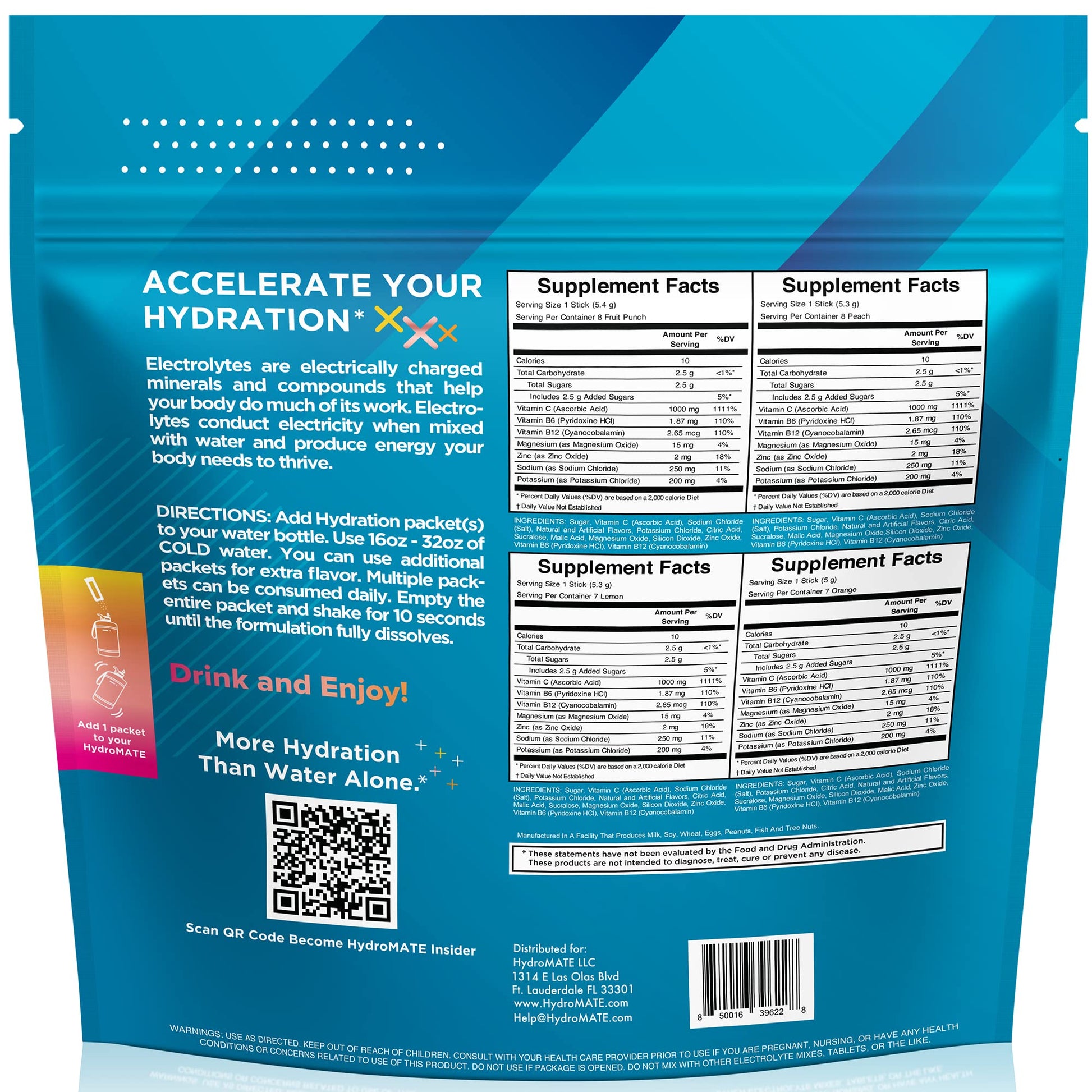 HydroMATE Electrolyte Powder Variety Pack Hydration Packets Low Sugar 30 Count NatureWorks buy supplements canada