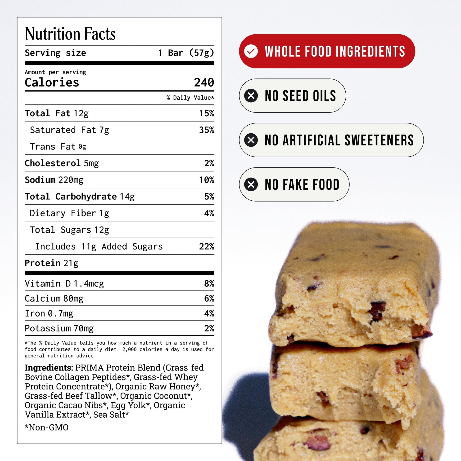 PRIMA Cookie Dough Protein Bar | 21g Grass Fed Whey and Collagen | No Seed Oils, No Preservatives, Raw Honey Sweetened | 7 Pack PRIMA ANCESTRAL PROTEIN BAR buy supplements canada