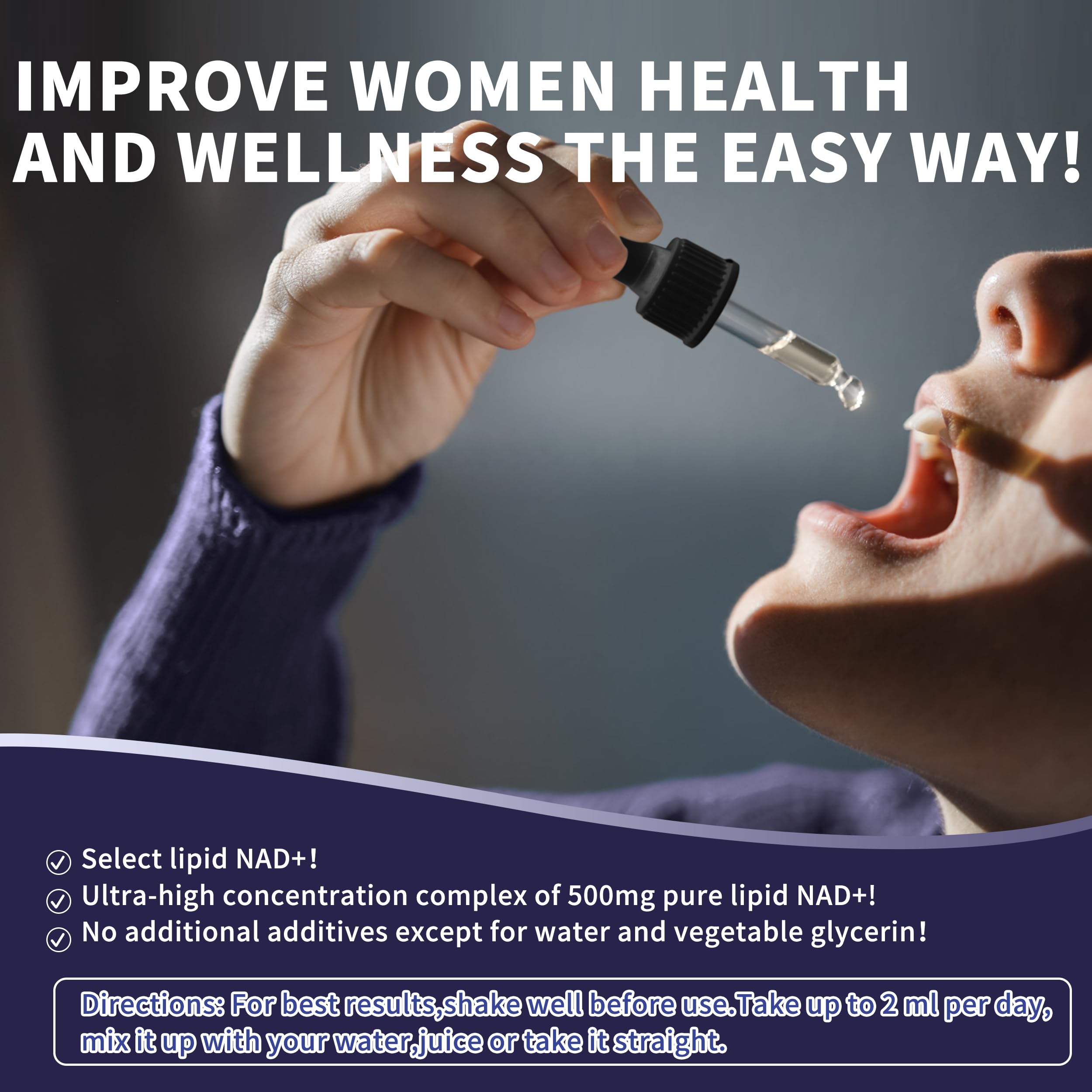 Women's NAD Liquid Supplement, Pure 500mg Liposomal NAD - Cell Regeneration，Energy Support, Vegan,Sugar Free，Additives Free Hudetex buy supplements canada