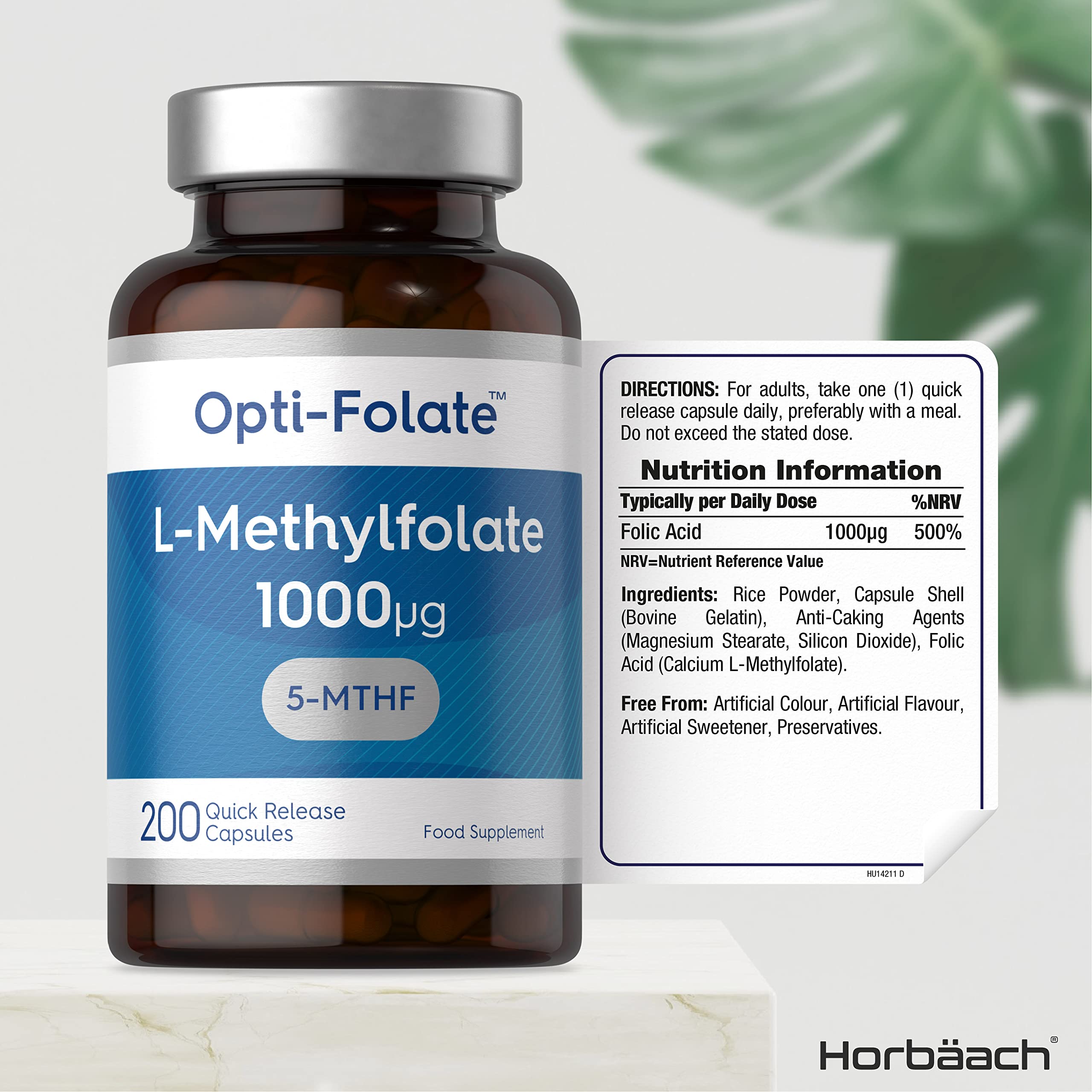 L-Methylfolate 1000ug | 200 Capsules | 5-MTHF Folate Supplement | Active Form Horbäach buy supplements canada
