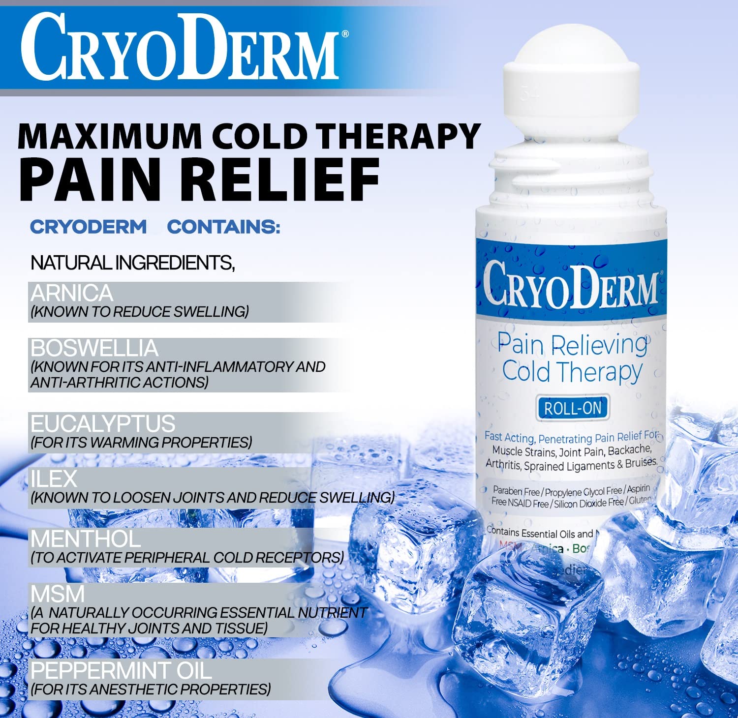 Cryoderm D-Roll-On-3oz-2 Cold Roll-On 3 oz. (Pack of 2) CryoDerm buy supplements canada