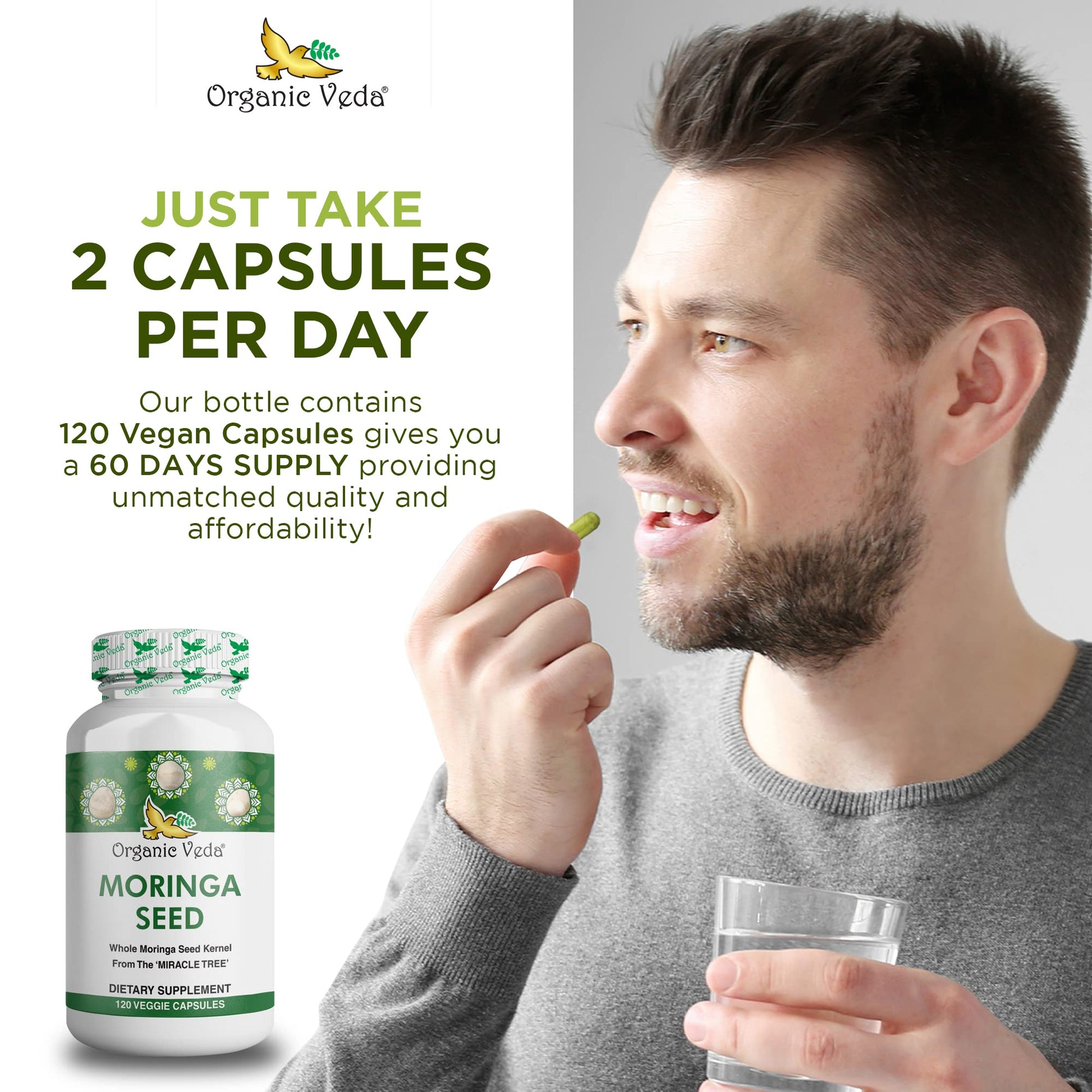 Organic Veda Moringa Seed Capsules - Pure Organic Moringa Capsules Seed Powder Organic Veda buy supplements canada