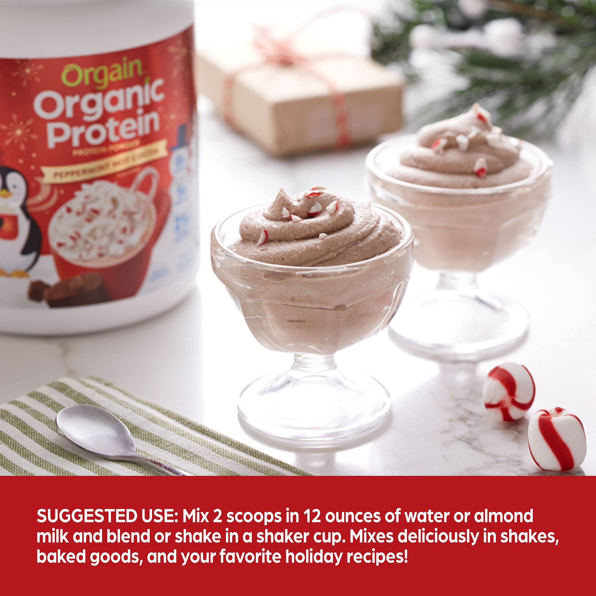 Orgain Organic Vegan Protein Powder, Peppermint Hot Cocoa Seasonal Holiday Flavor Orgain buy supplements canada