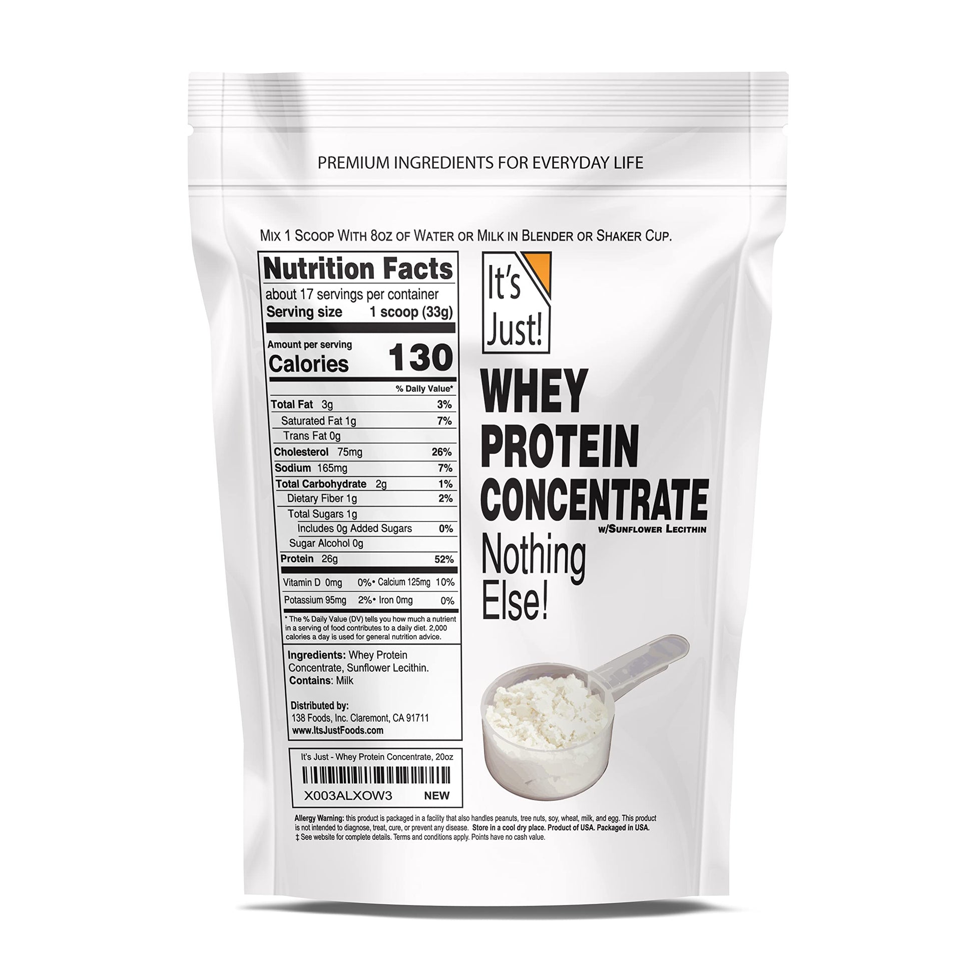 It's Just! - 100% Whey Protein Concentrate, Made in USA, Premium WPC-80, No Added It's Just! buy supplements canada