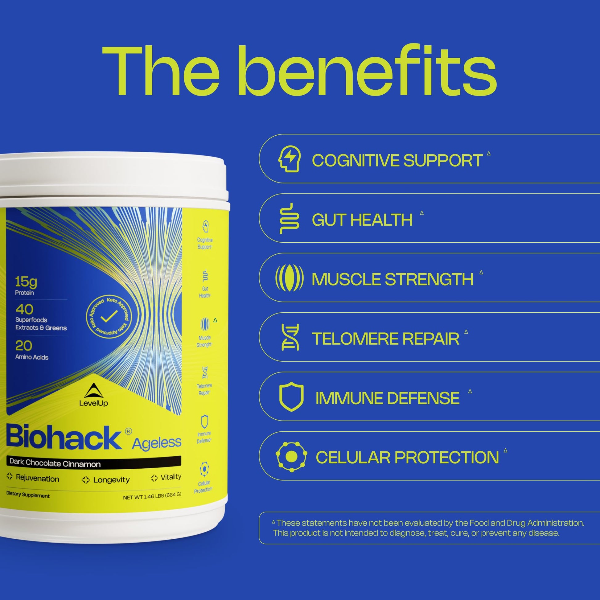 LevelUp Biohack Ageless: Colostrum Collagen Superfoods Antioxidants Spermidine Amino Acids Creatine for Women and Men, Total Body Rejuvenation (Dark Chocolate Cinnamon) LevelUp buy supplements canada