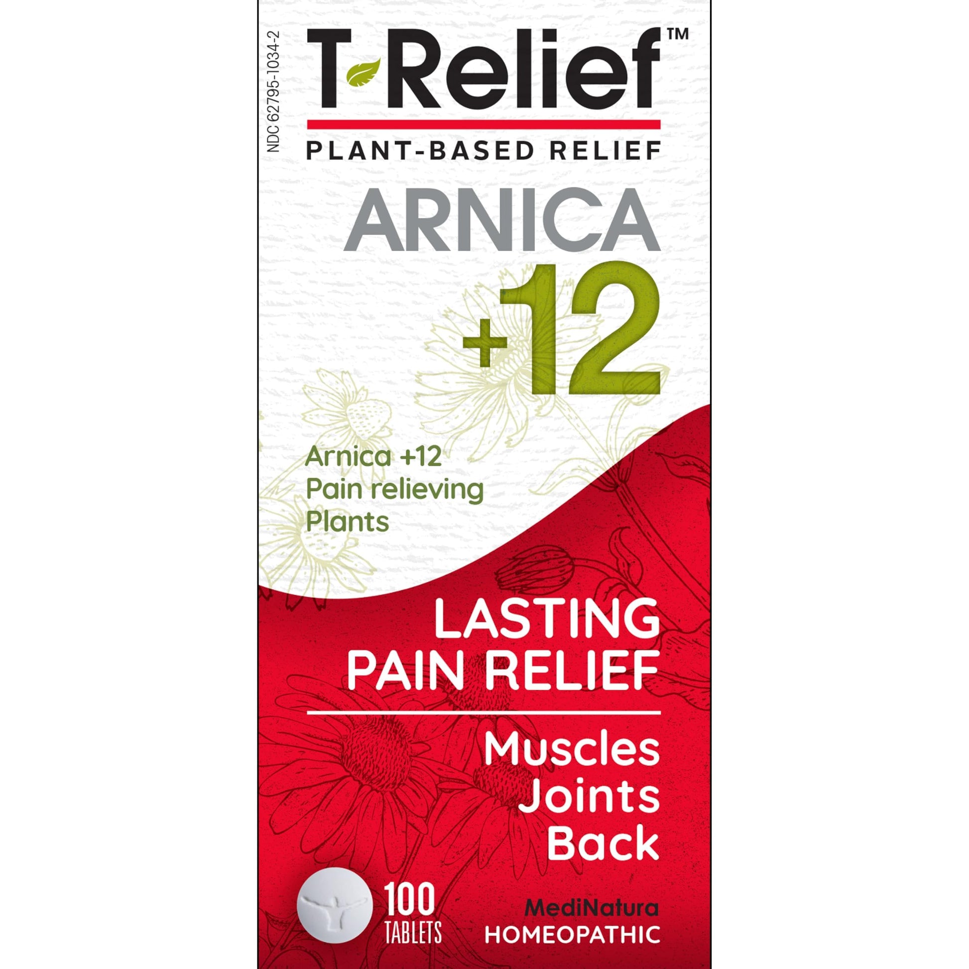 MediNatura T-Relief Pain - Arnica Medication for Naturally Soothing Body Aches - Supports Muscle, Joint & Back Relief - Chewable Tablets - Plant-Based Tablets - Non-Addictive - 100 Count - 2 Pack MediNatura buy supplements canada