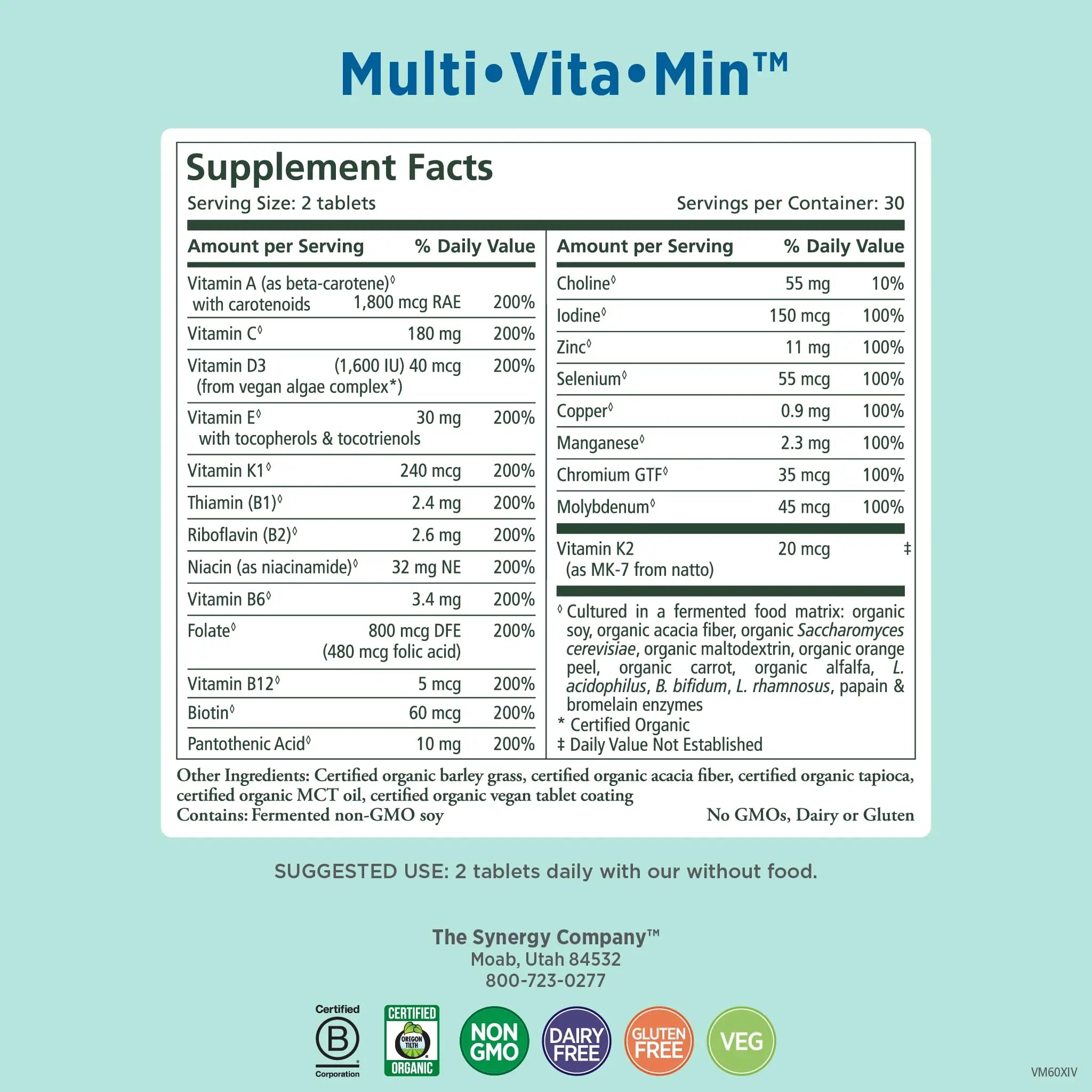 PURE SYNERGY Multi·Vita·Min | Vegan Multivitamin Made with Organic Whole Foods | Twice Daily Supplement for Men and Women PURE SYNERGY buy supplements canada