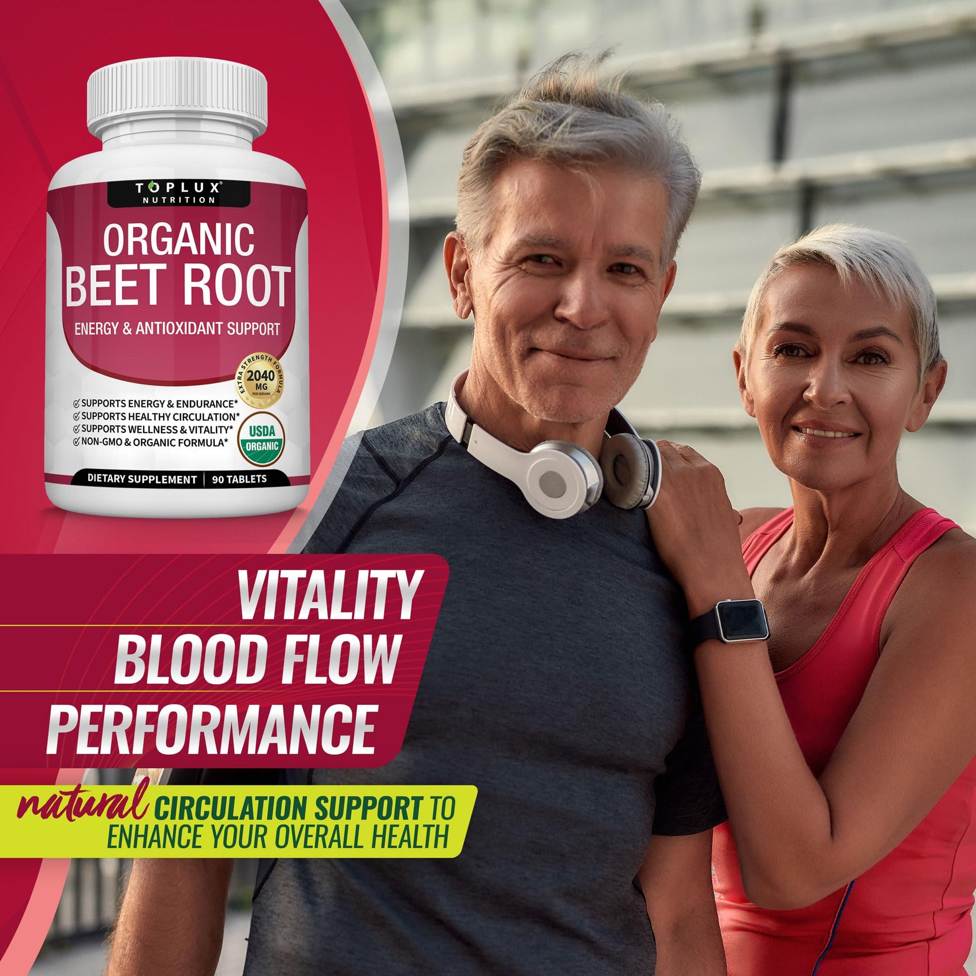 Organic Beet Root Powder Tablets - 2040mg Natural Nitric Oxide Beets to Support, Energy Toplux buy supplements canada