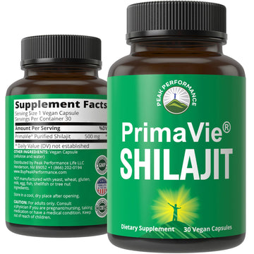 PrimaVie Purified Shilajit Capsules Made with Pure Shilajit Powder. Clinically Tested Natural Supplement with 40+ Trace Minerals, Fulvic Acid. Tablets Support Mitochondria + Brain Function Peak Performance buy supplements canada