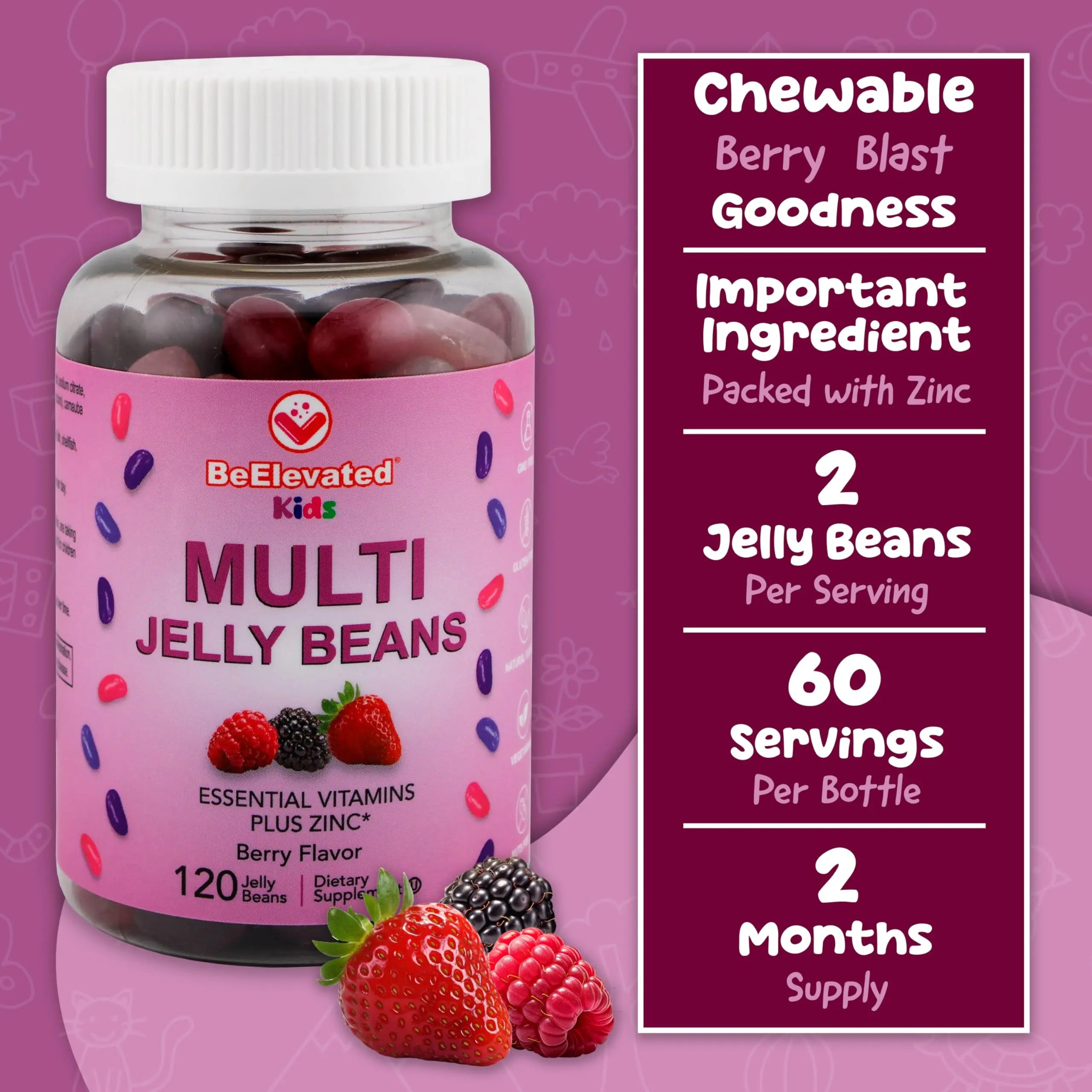 BeElevated Kids Multivitamin Gummies – Tasty Berry-Flavored Zinc Gummies for Children & Adults – Vegetarian, Gluten-Free BeElevated buy supplements canada