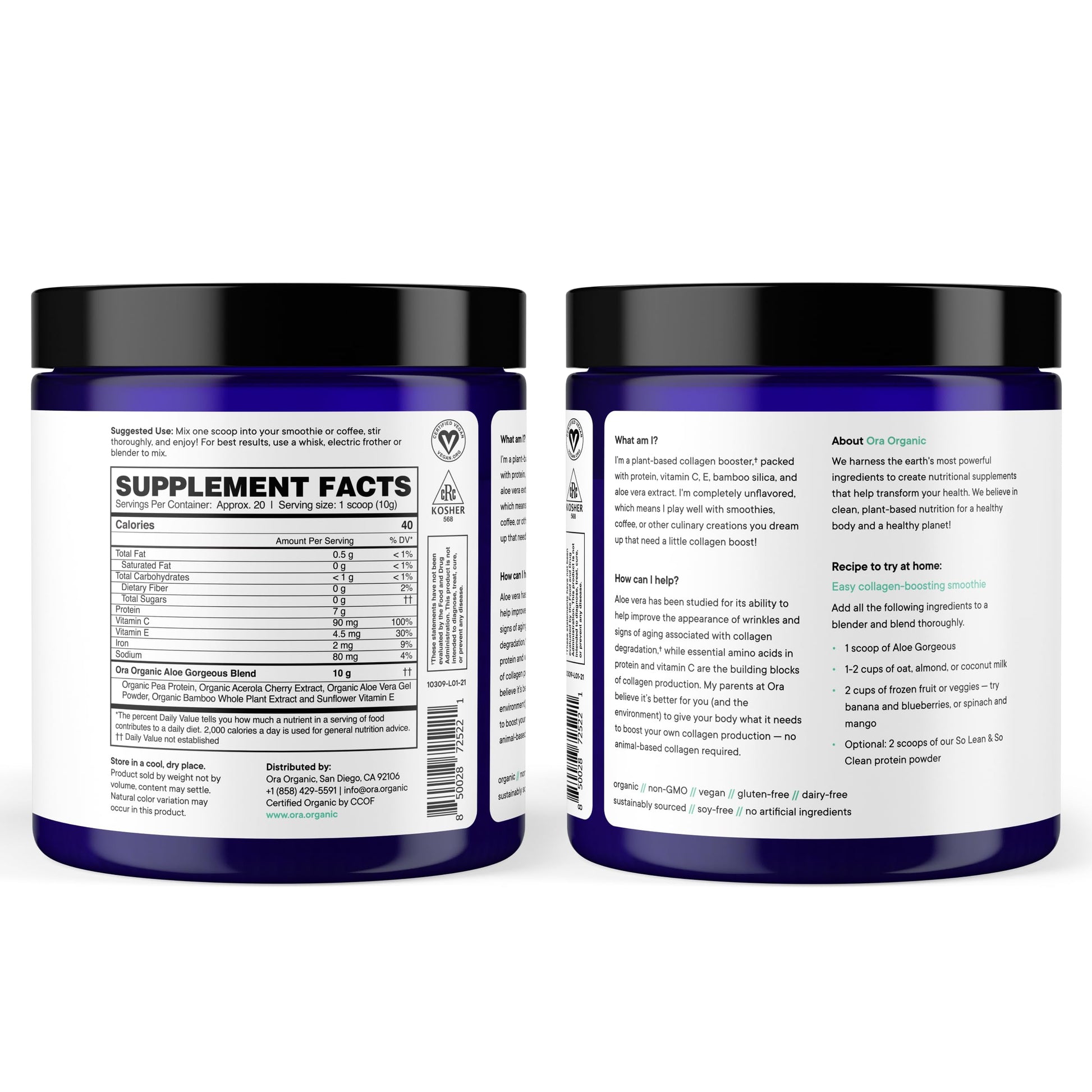 Ora Organic Vegan Collagen-Boosting Powder for Women and Men - Hair, Skin, & Nails Support - Bamboo Silica, Plant-Based Protein, Organic Vitamin C, Aloe Vera - Vanilla Flavor, 20 Servings Ora Organic buy supplements canada
