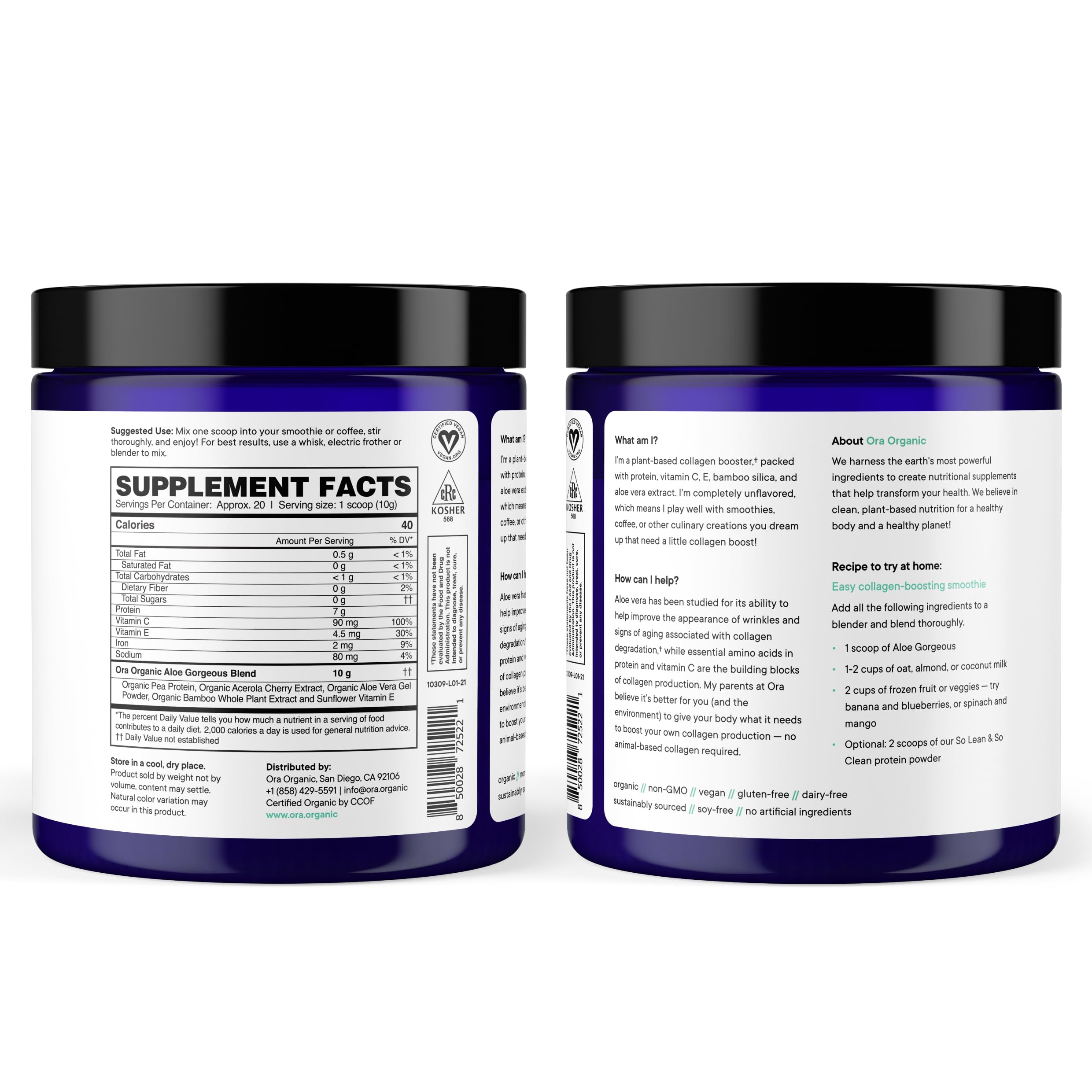 Ora Organic Vegan Collagen-Boosting Powder for Women and Men - Hair, Skin, & Nails Support - Bamboo Silica, Plant-Based Protein, Organic Vitamin C, Aloe Vera - Vanilla Flavor, 20 Servings Ora Organic buy supplements canada