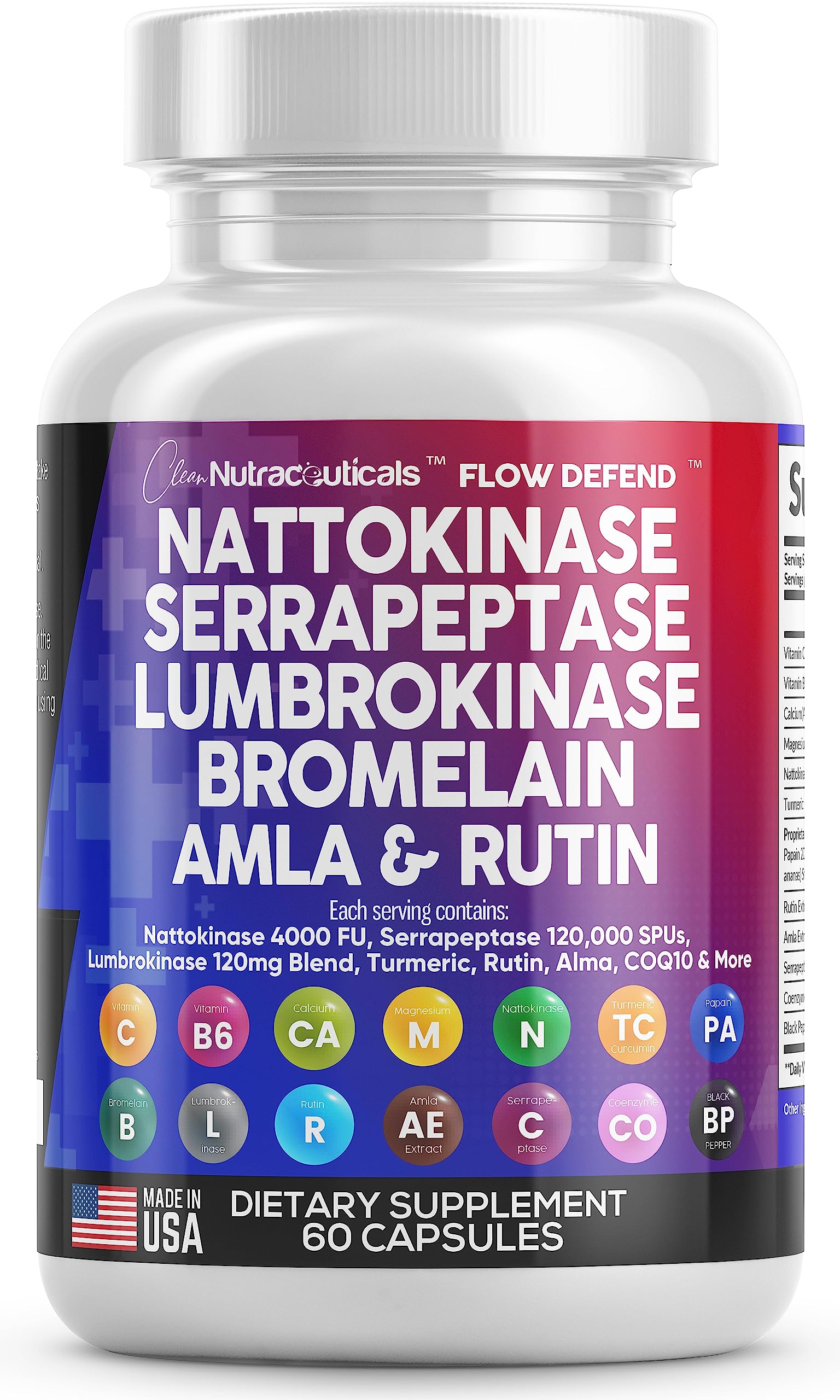 Nattokinase 4000 FU Serrapeptase 120000 SPU Lumbrokinase Enzyme Clean Nutraceuticals buy supplements canada