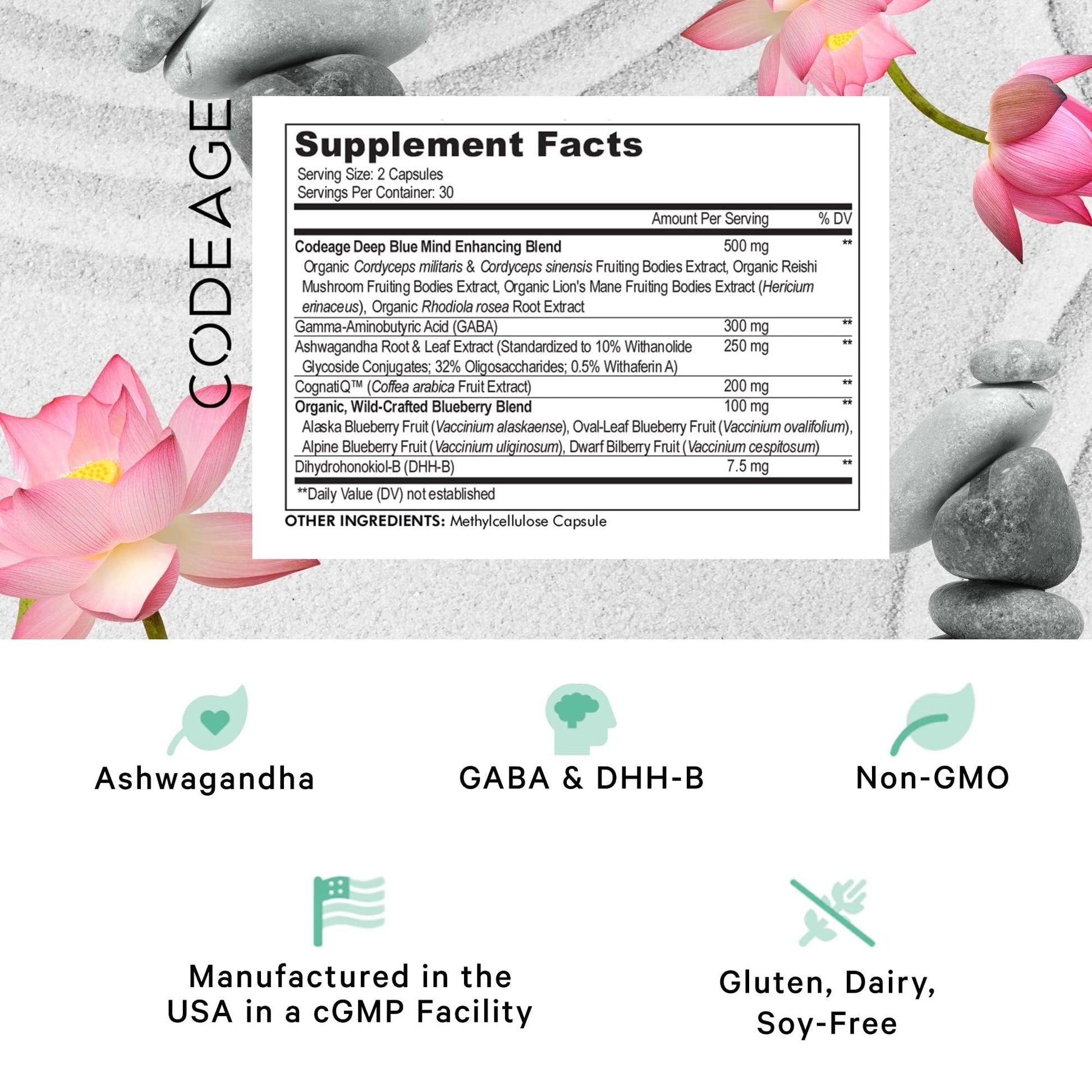 Codeage Meditate Vitamins+ Supplement - CognatiQ, DHH-B, GABA, Ashwagandha, Organic Mushrooms, Blueberries - BDNF Brain Pills and Neuroprotein - Vegan, Non-GMO, Gluten-Free - 60 Capsules Codeage buy supplements canada