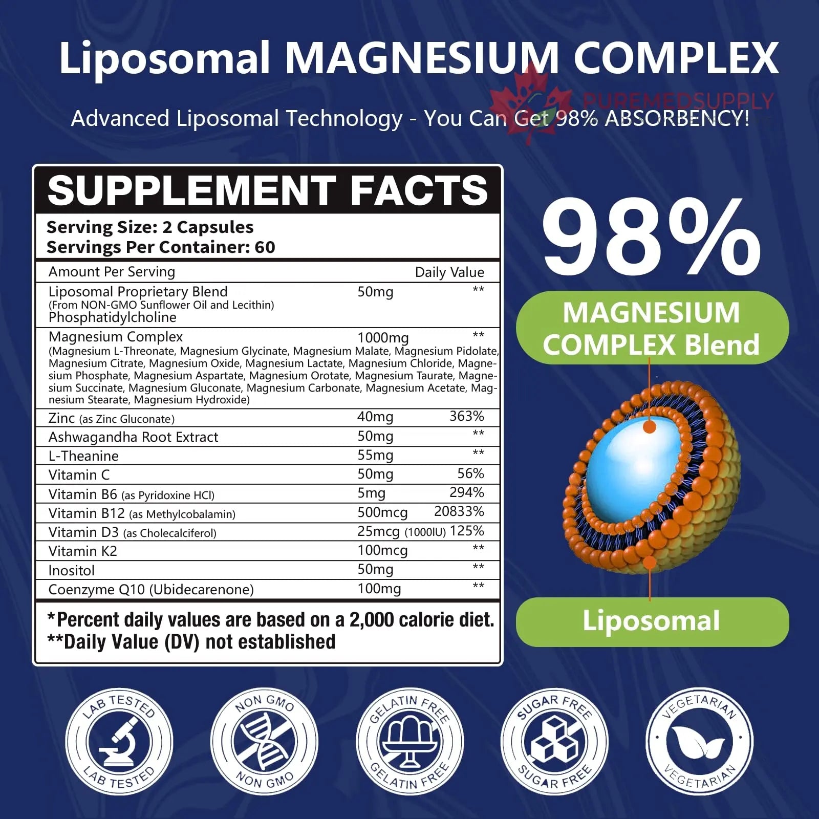 29-in-1 Liposomal 18 Active Types Magnesium Complex 1400MG Capsule,L-Threonate Glycinate Malate etc,Mild & Efficient,Extra Vitamin B6 B12 D3K2 & CoQ10, Relaxation Nerve* & Hert* Support Oakevlp buy supplements canada