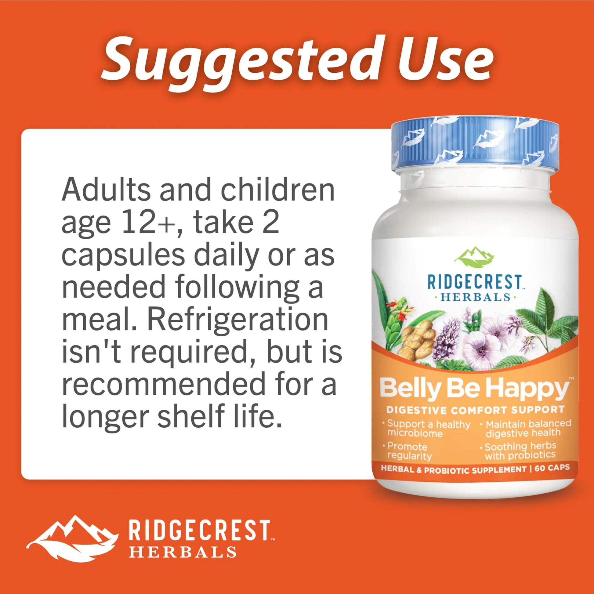 RidgeCrest Herbals Belly Be Happy - 60 Capsules - Digestive Comfort Support - Non-GMO RidgeCrest Herbals buy supplements canada