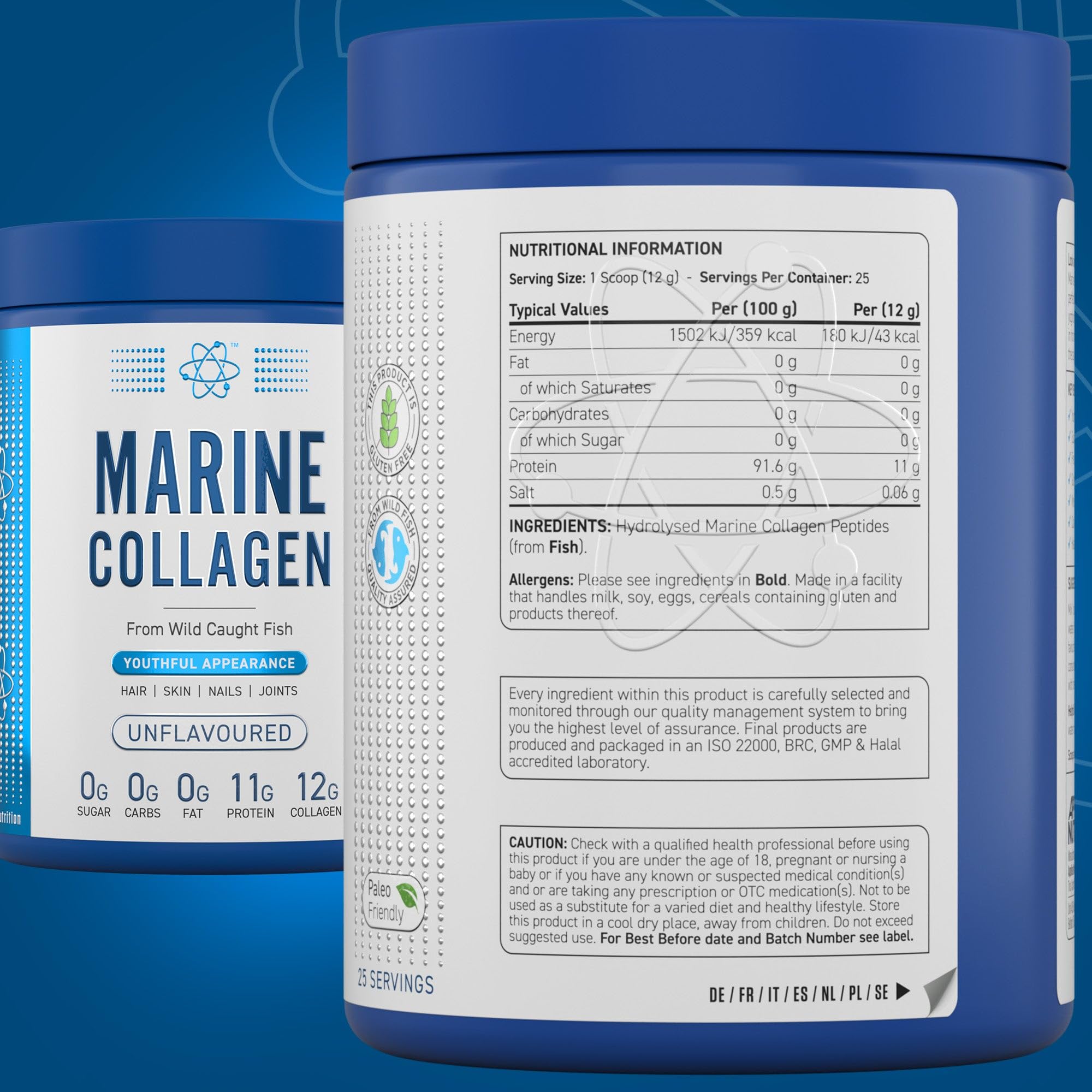Applied Nutrition Marine Collagen Powder - Hydrolysed Collagen Protein, Healthy Skin, Hair, Nails Applied Nutrition buy supplements canada