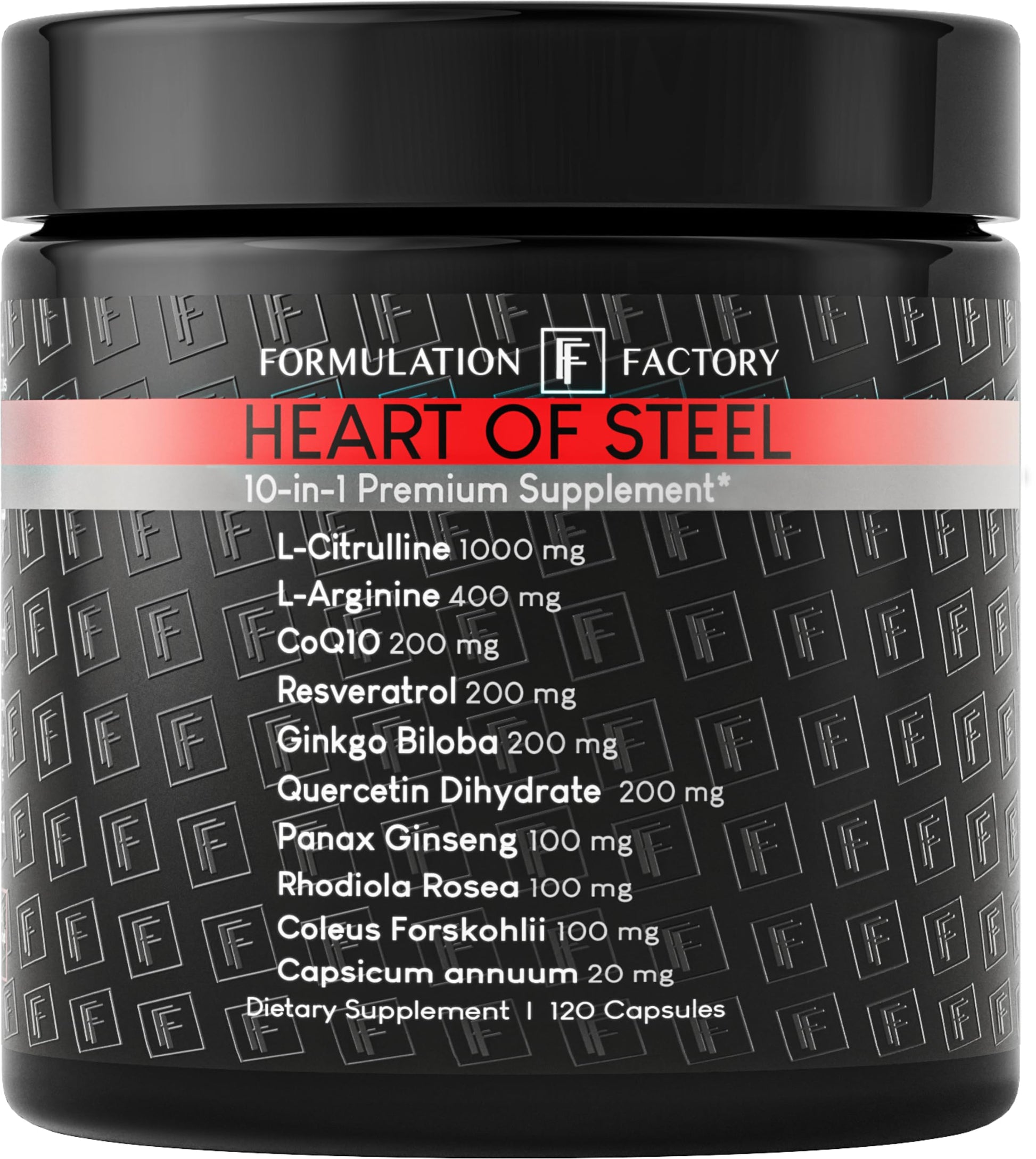Formulation Factory Heart of Steel - L-Citrulline 1000mg with L-Arginine, CoQ10, Resveratrol, Ginkgo Biloba, Quercetin, Ginseng & Rhodiola Formulation Factory buy supplements canada