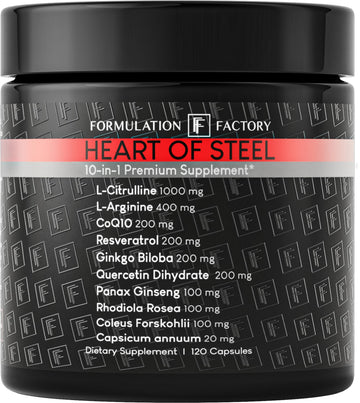 Formulation Factory Heart of Steel - L-Citrulline 1000mg with L-Arginine, CoQ10, Resveratrol, Ginkgo Biloba, Quercetin, Ginseng & Rhodiola Formulation Factory buy supplements canada