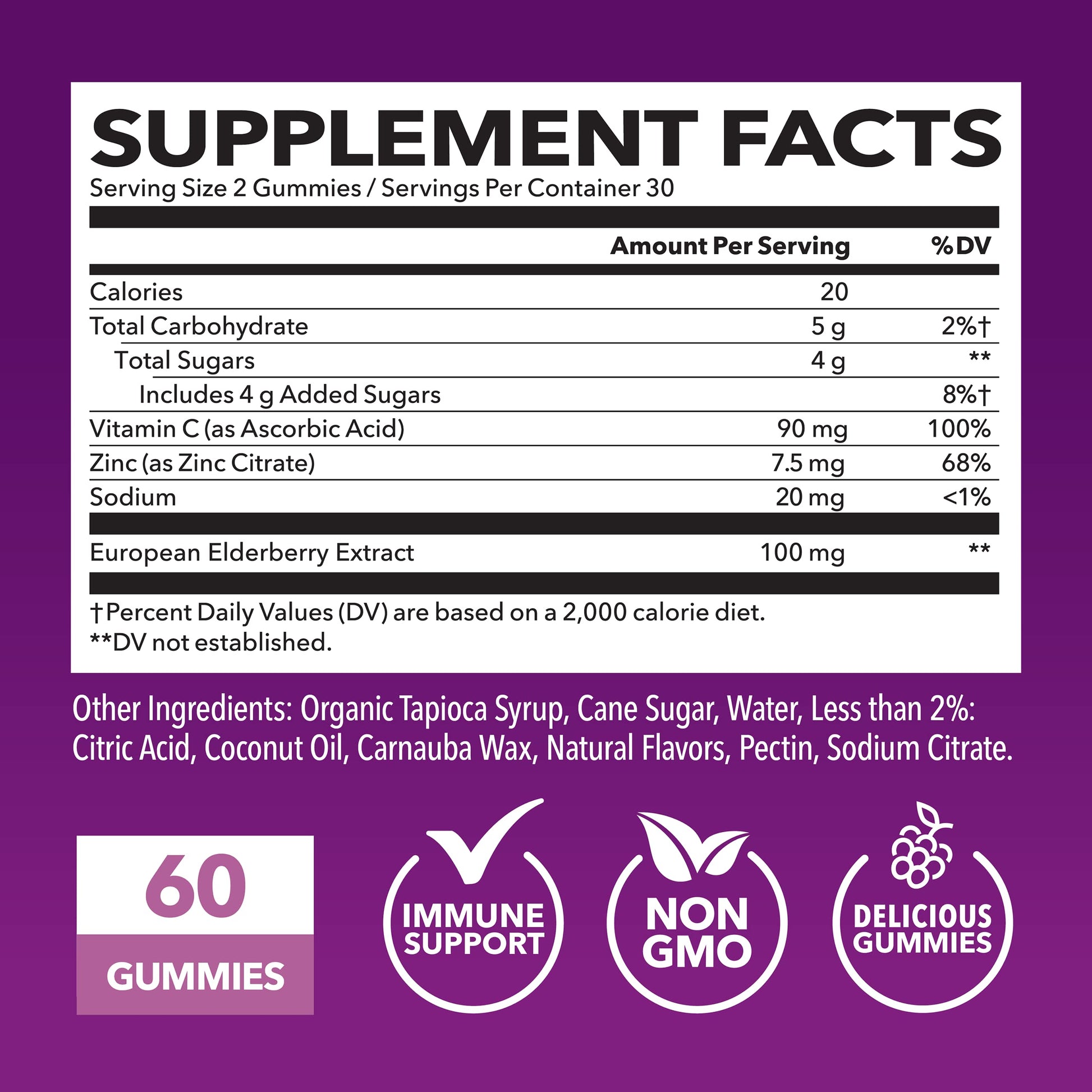 Sambucus Elderberry Gummies for Adults - Immune Support Supplement with Vitamin C and Zinc - Enhanced Formula for Daily Defense - 60 Count HAVASU NUTRITION buy supplements canada