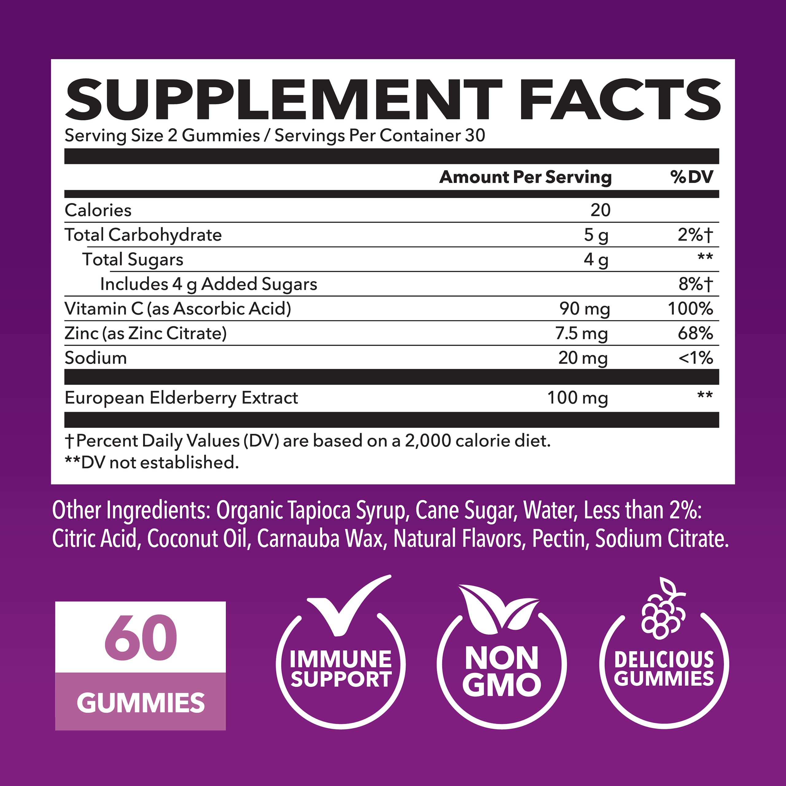 Sambucus Elderberry Gummies for Adults - Immune Support Supplement with Vitamin C and Zinc - Enhanced Formula for Daily Defense - 60 Count HAVASU NUTRITION buy supplements canada