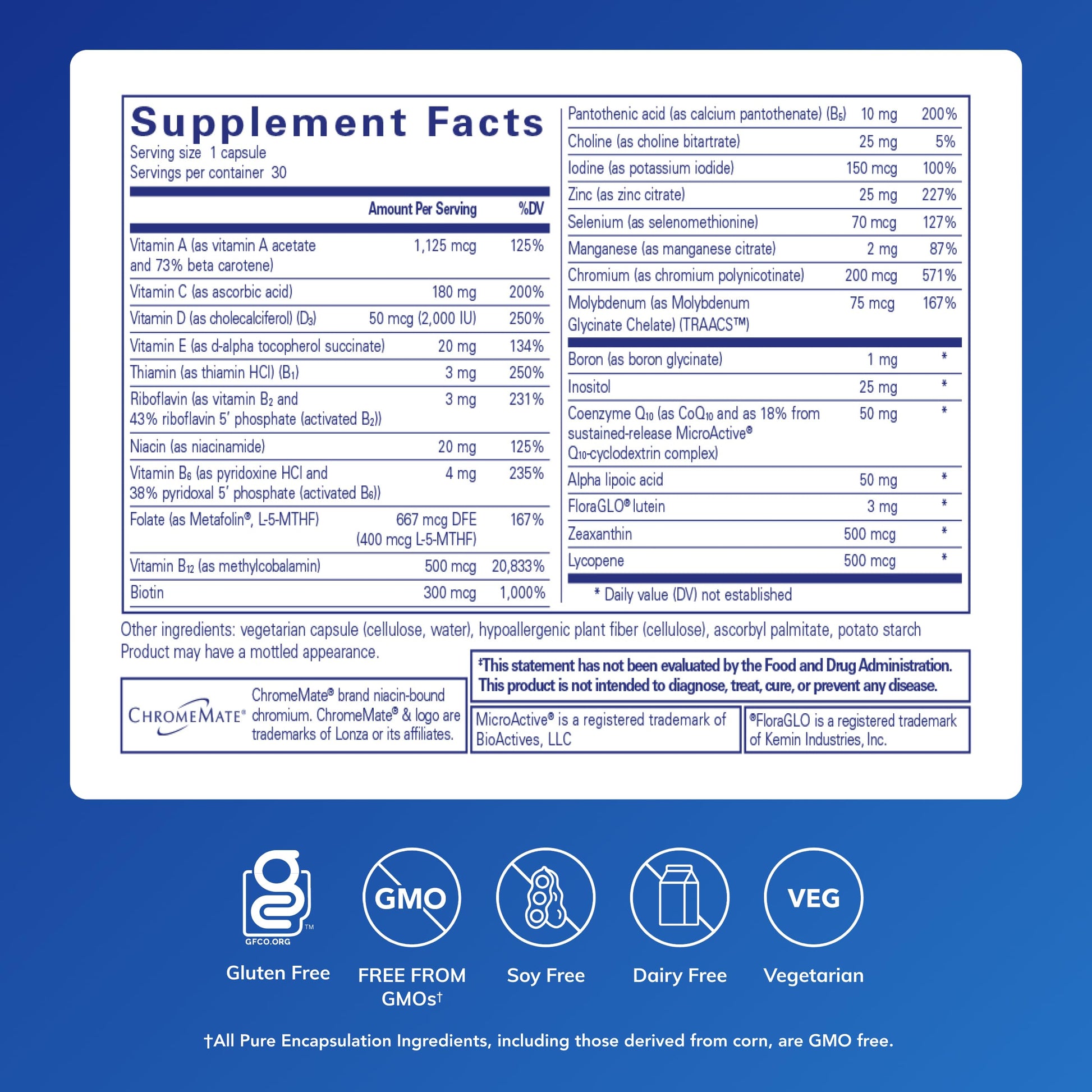 Pure Encapsulations O.N.E. Multivitamin - Once Daily Multivitamin with Antioxidant Complex Metafolin, CoQ10, and Lutein to Support Vision, Cognitive Function, and Cellular Health* - 30 Capsules Pure Encapsulations buy supplements canada