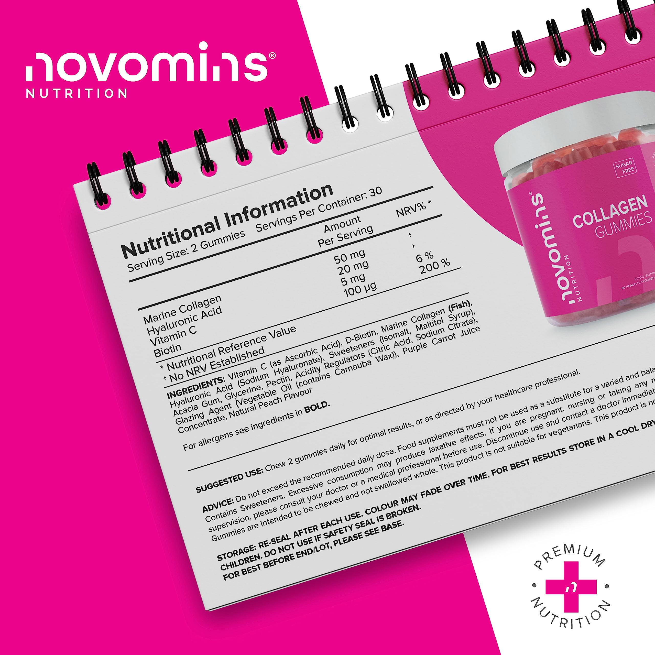 Collagen Gummies - Sugar Free Marine Collagen Gummies - Superior Type 1 Hydrolysed Collagen novomins buy supplements canada