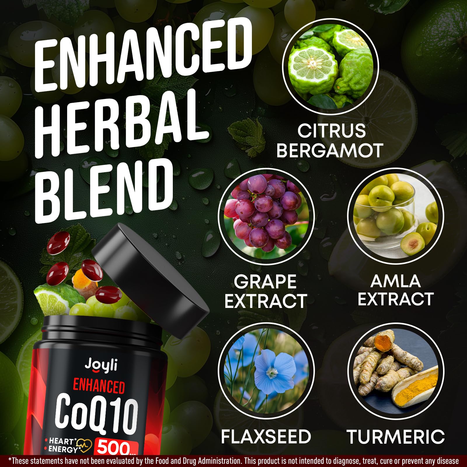 High Absorption CoQ10 500MG - Co Q 10 Supplement 120 Softgels for Heart Health&Energy Production - Enhanced CoQ10 Nutritional Supplements with Coenzyme Q10 - Alternative to coq10 400mg softgels JOYLI Nutrition buy supplements canada