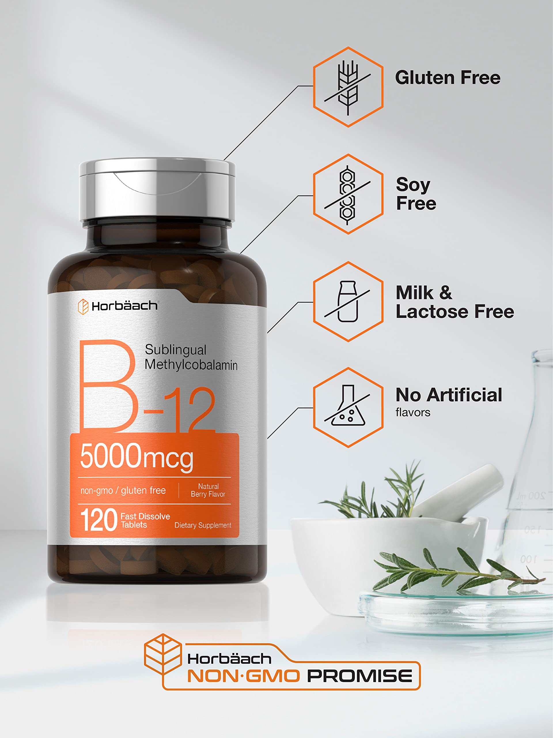 Horbäach B12 Sublingual Methylcobalamin | 5000mcg | 120 Fast Dissolve Tablets Horbäach buy supplements canada