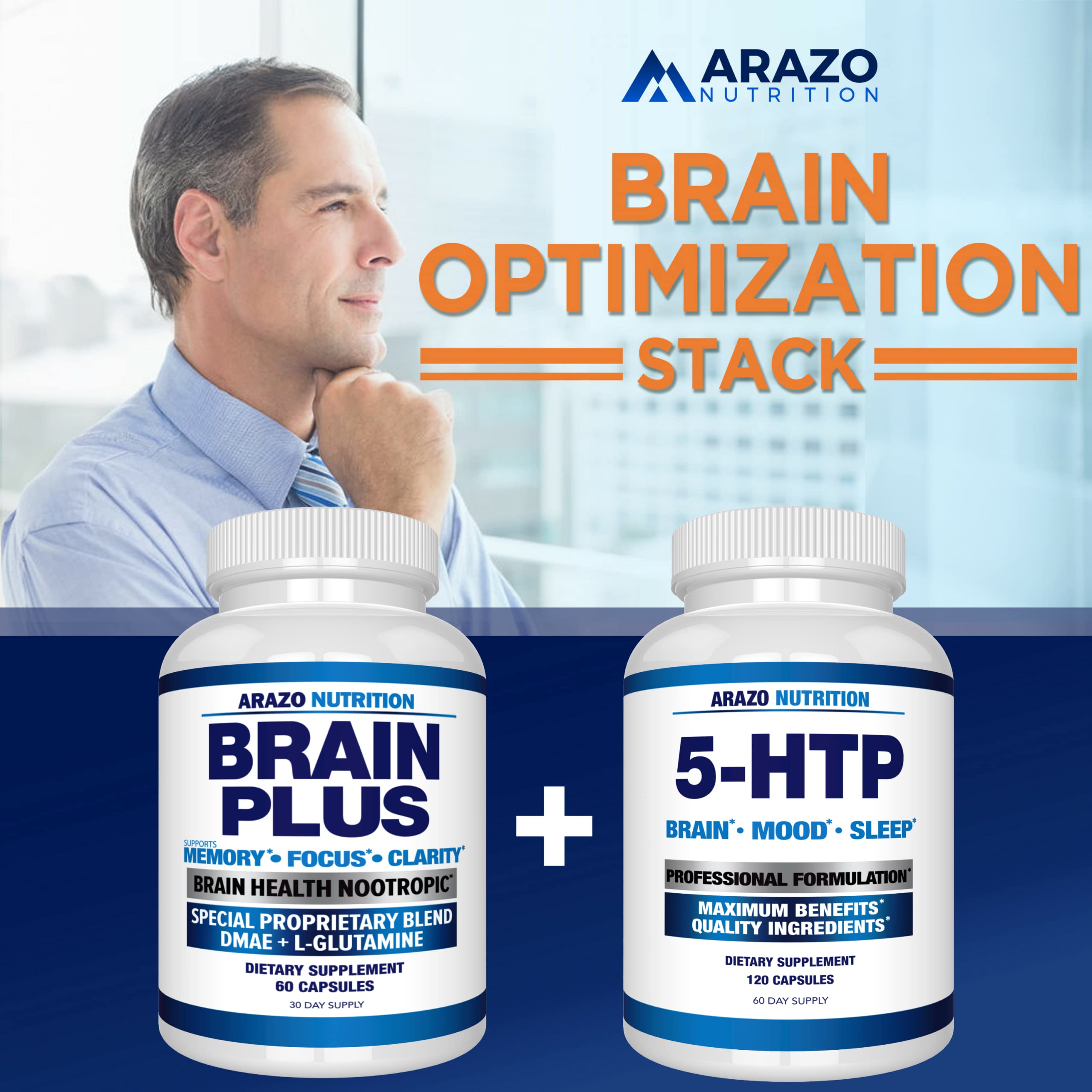 Arazo Nutrition Premium Brain Function Supplement – Memory, Focus, Clarity – Nootropic Booster with DMAE, Bacopa Monnieri, L-Glutamine, Multi Vitamins, Multi Minerals Arazo Nutrition buy supplements canada
