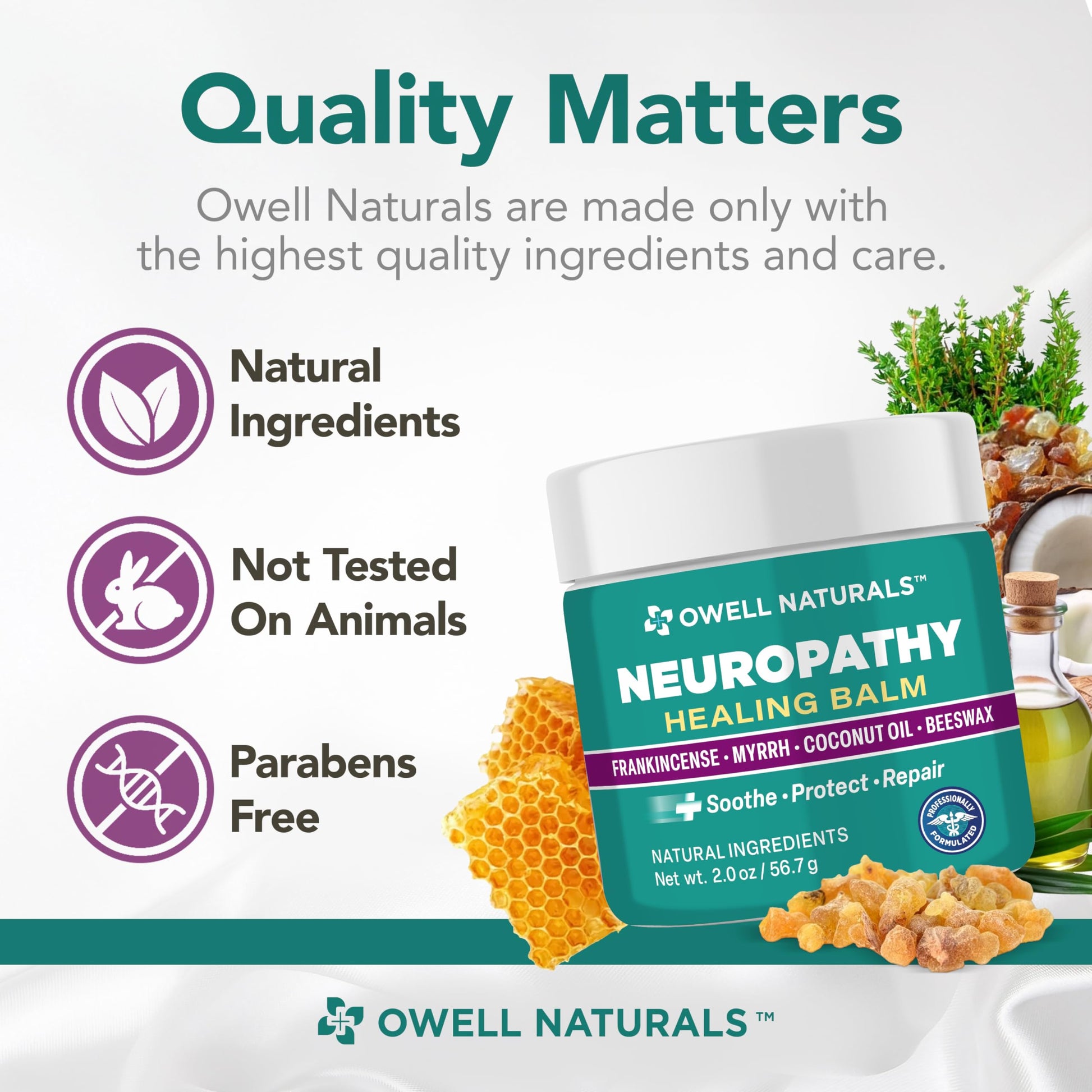 Owell Naturals Neuropathy Balm for Feet, Muscles & Joints – Long Lasting Comfort Formula with Frankincense, Myrrh, Coconut Oil, Beeswax – Fast Absorbing Botanical Skin Care, 2 oz Owell Naturals buy supplements canada