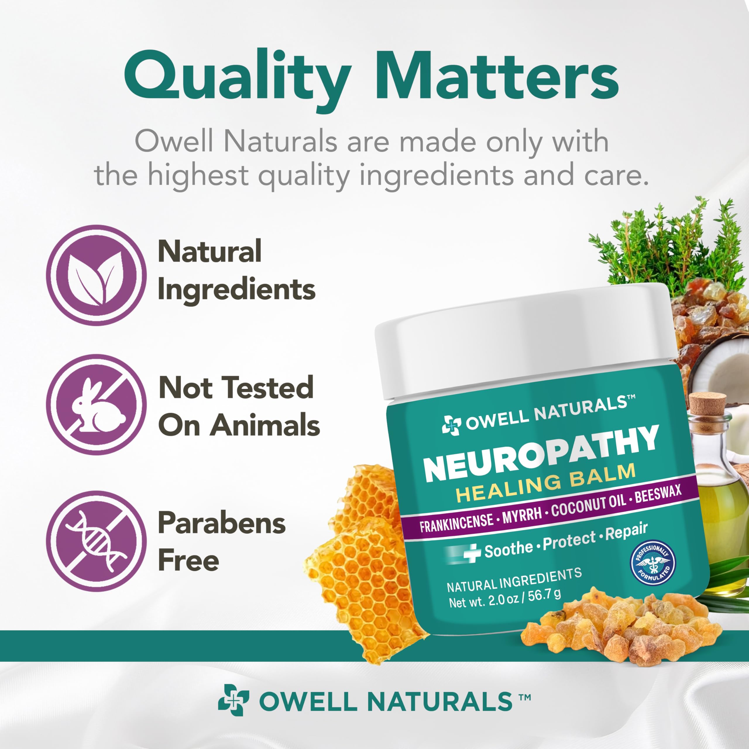 Owell Naturals Neuropathy Balm for Feet, Muscles & Joints – Long Lasting Comfort Formula with Frankincense, Myrrh, Coconut Oil, Beeswax – Fast Absorbing Botanical Skin Care, 2 oz Owell Naturals buy supplements canada