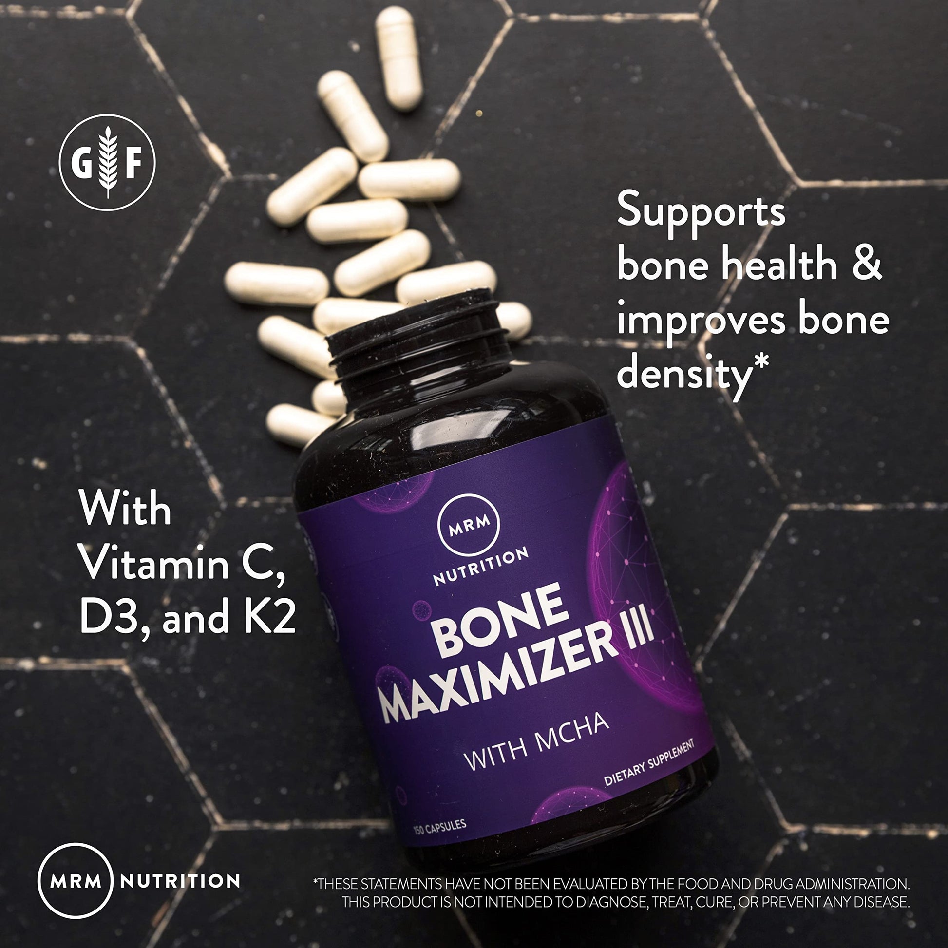 MRM Nutrition Bone Maximizer® III | with MCHA + Vitamin D3 + Vitamin K2 | Bone Health | High Potency | Key Vitamins and Minerals for Bones | 50 Servings MRM buy supplements canada