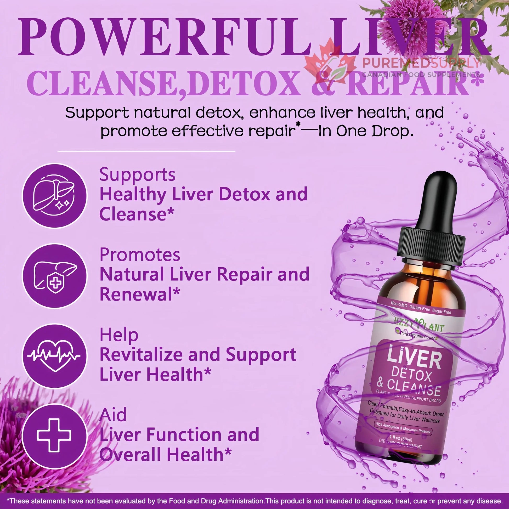 Liver Cleanse Detox & Repair Drops - Liquid Liver Support Tincture with Milk Thistle, Dandelion, Artichoke, TUDCA, NAC, Chanca Piedra - 15-in-1 Advanced Liver Detox Health Supplement - Vegan, Non-GMO HZZYPLANT buy supplements canada