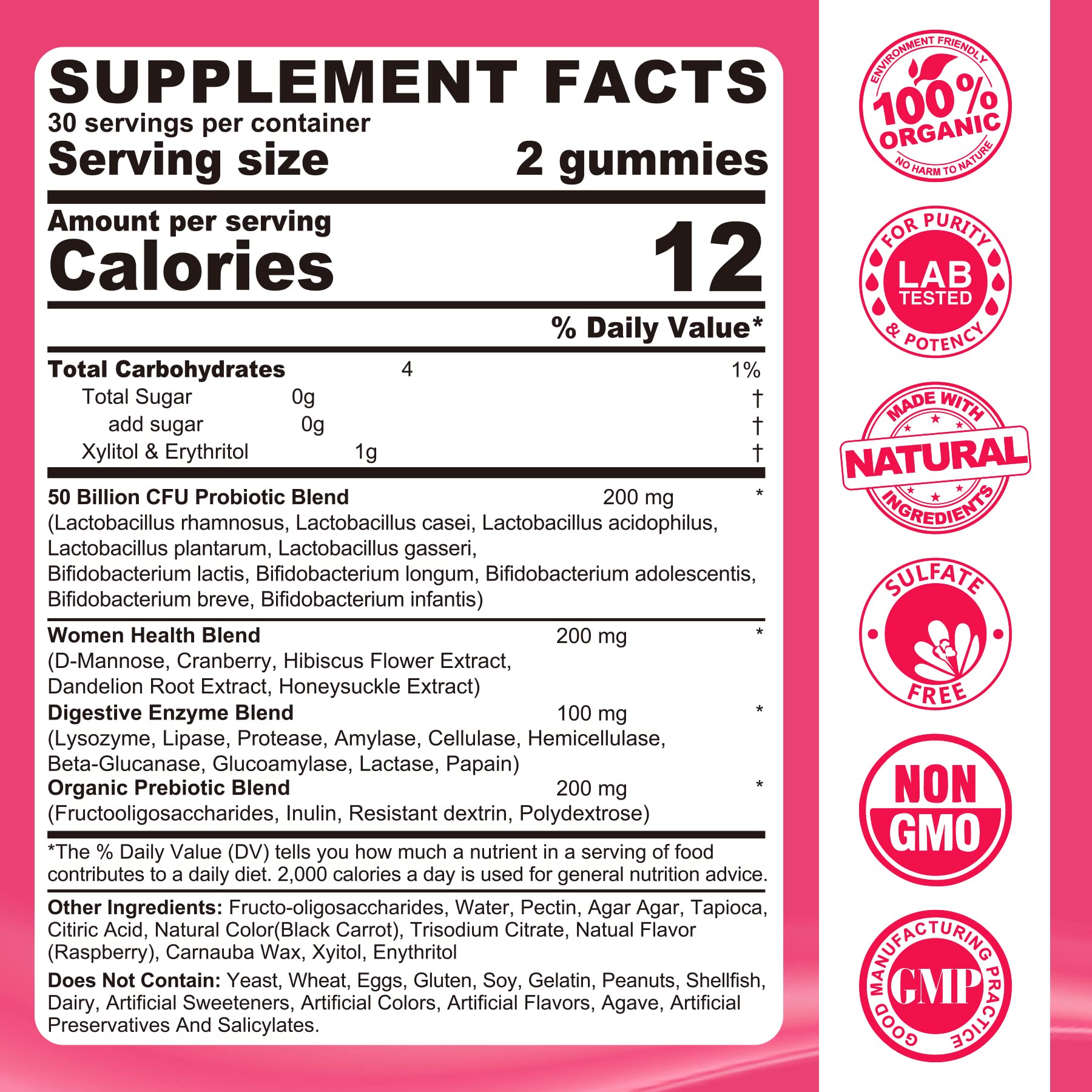 Probiotics for Women Gummies, Sugar Free Vaginal Probiotics 50 Billion CFU 10 Strains w/ Cranberry NEVISS buy supplements canada
