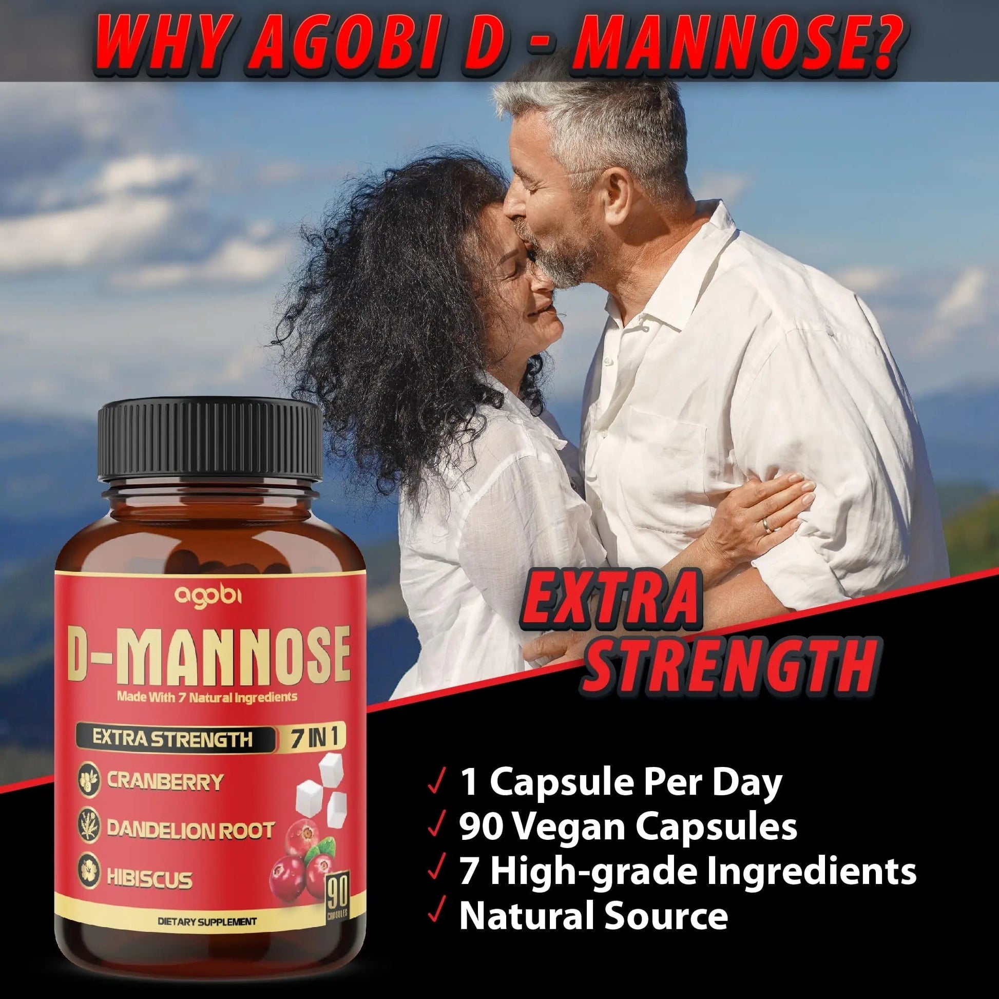 agobi D-Mannose Capsules - 7 Herbs with Cranberry, Dandelion, Hibiscus and More - Support Flush Impurities and Urinary Tract Health - 90 Vegan Capsules 3-Month Supply agobi buy supplements canada