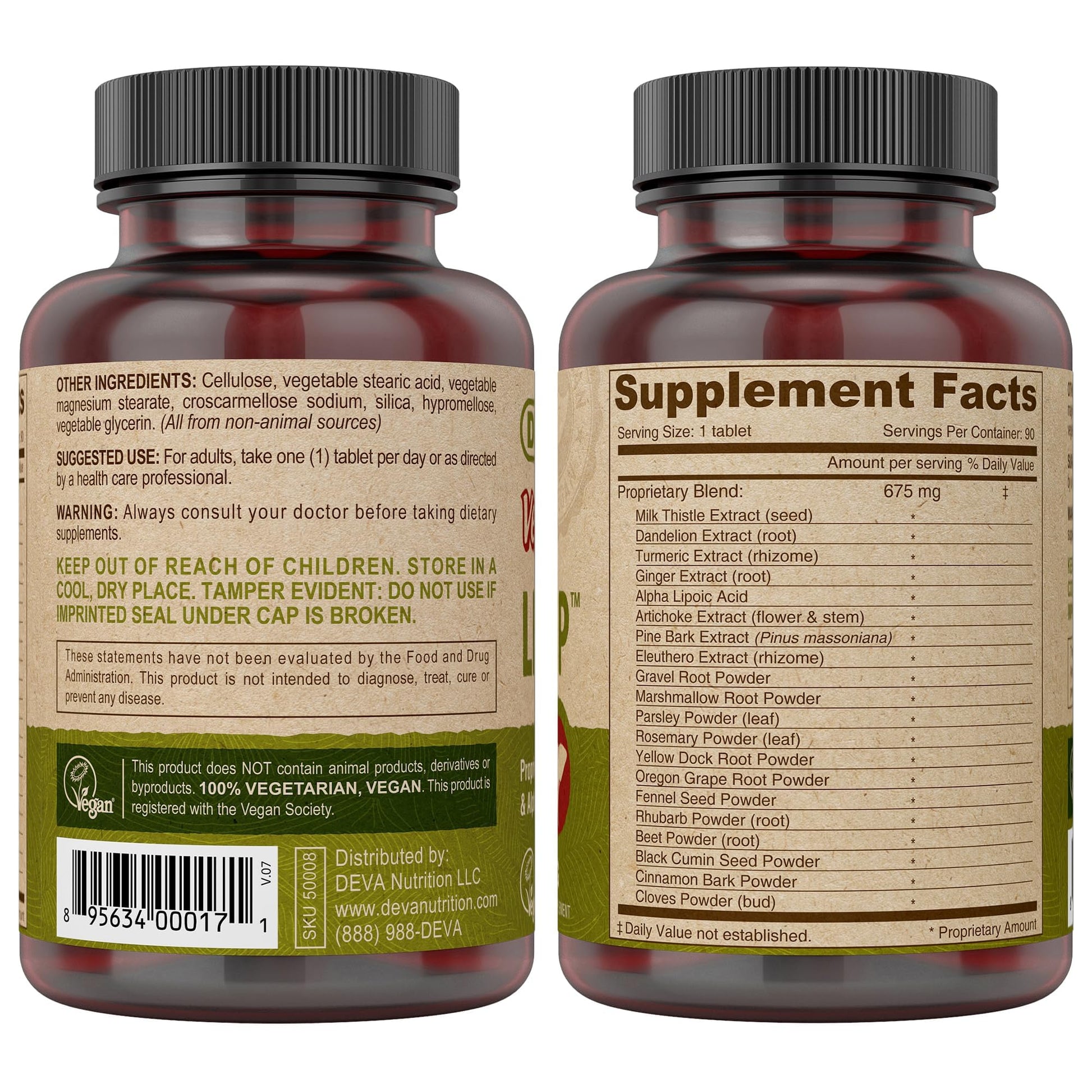 DEVA Vegan Liver Support Tablets 2-Pack - Proprietary Blend of 20 Herbs & Nutraceuticals, 90 Count Ea DEVA buy supplements canada