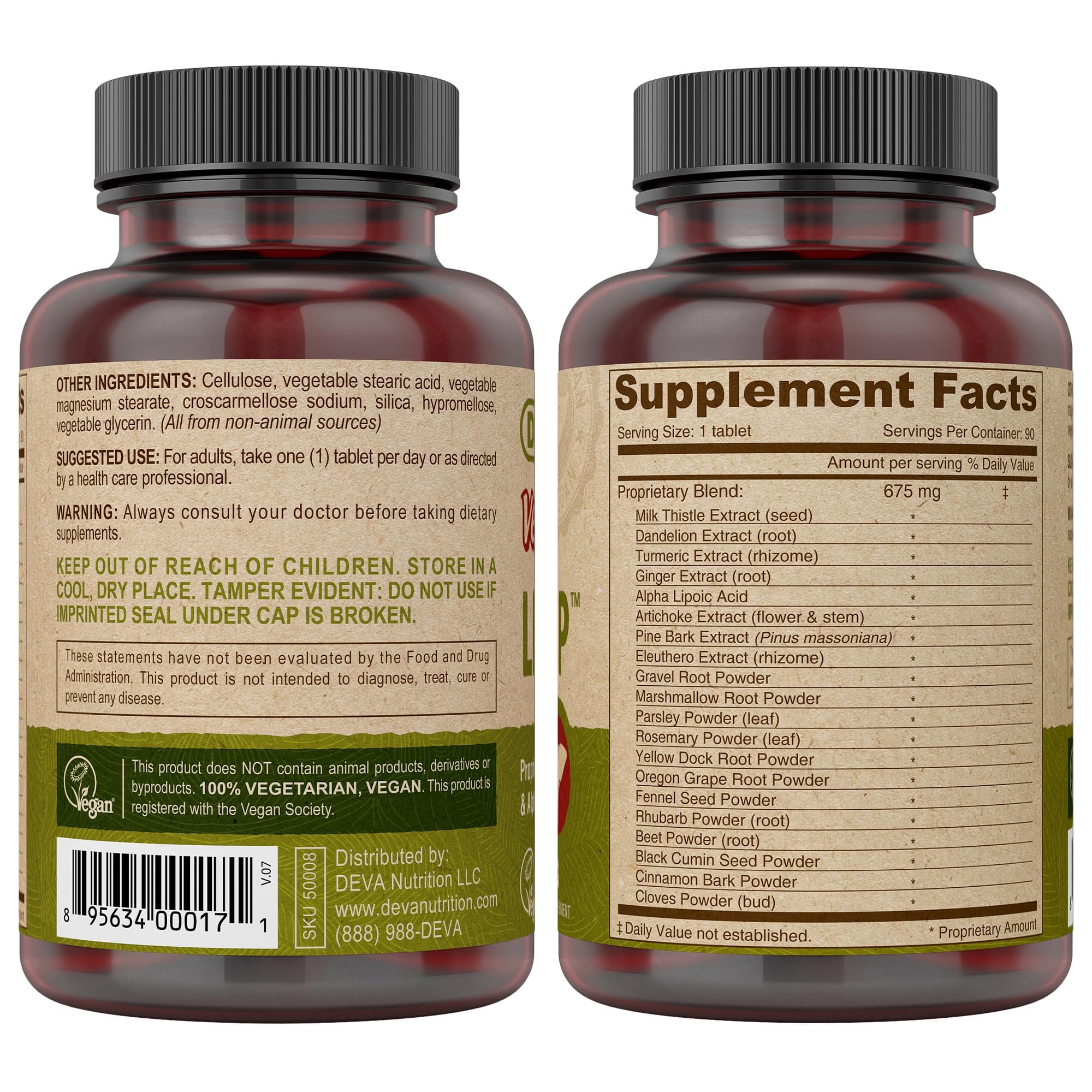 DEVA Vegan Liver Support Tablets 2-Pack - Proprietary Blend of 20 Herbs & Nutraceuticals, 90 Count Ea DEVA buy supplements canada