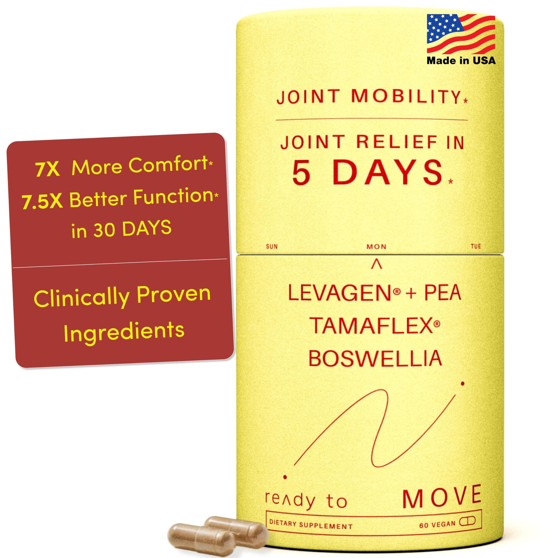 MOVE Fast Acting Joint Supplements | Tamaflex® Turmeric & Tamarind, Levagen®+ PEA Palmitoylethanolamide, Boswellia Serrata, Bioperine® Black Pepper Extract | Joint Support & Mobility | 60 Vegan Caps Ready To buy supplements canada